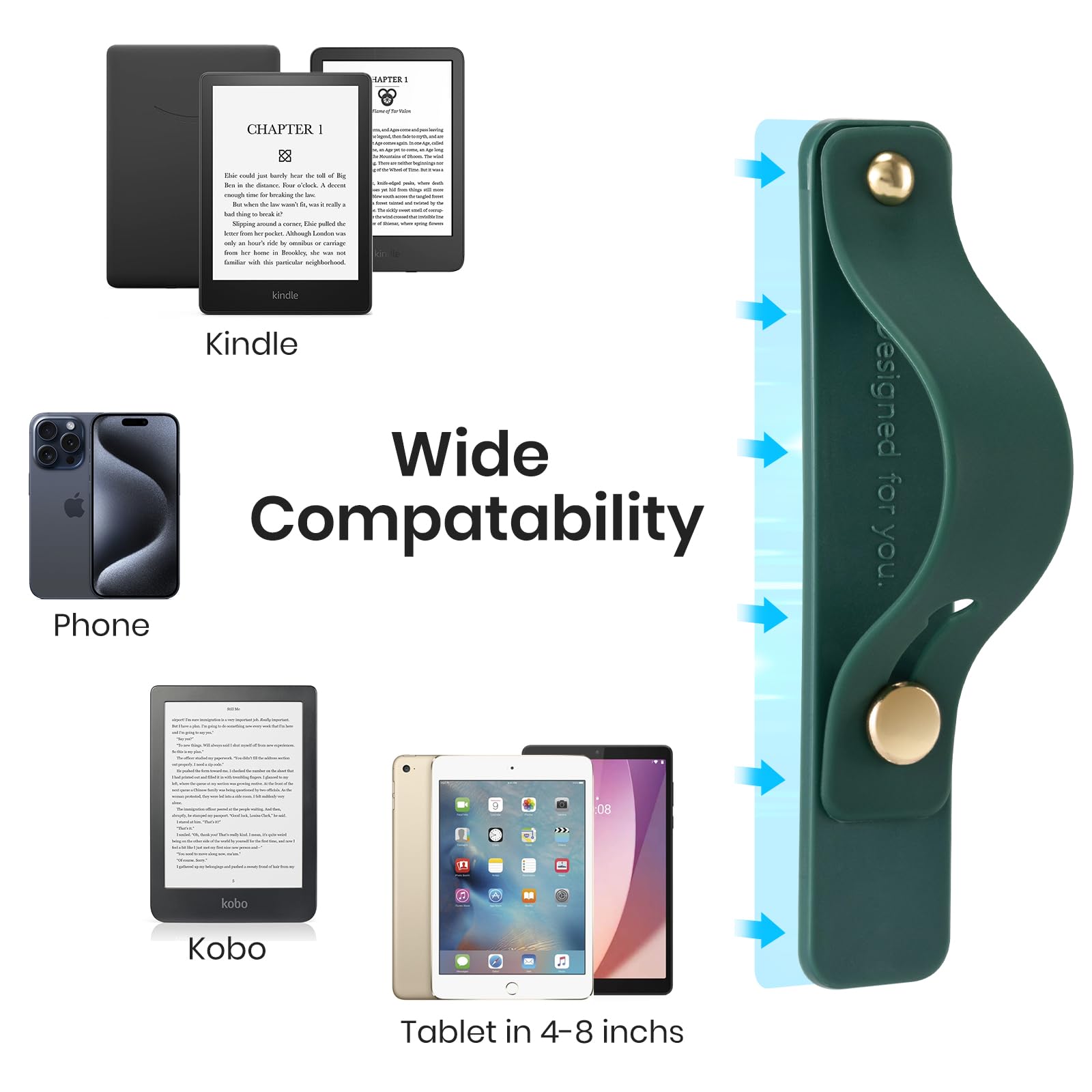 Hand Strap Holder for Kindle & Tablets#Color_Dark Green