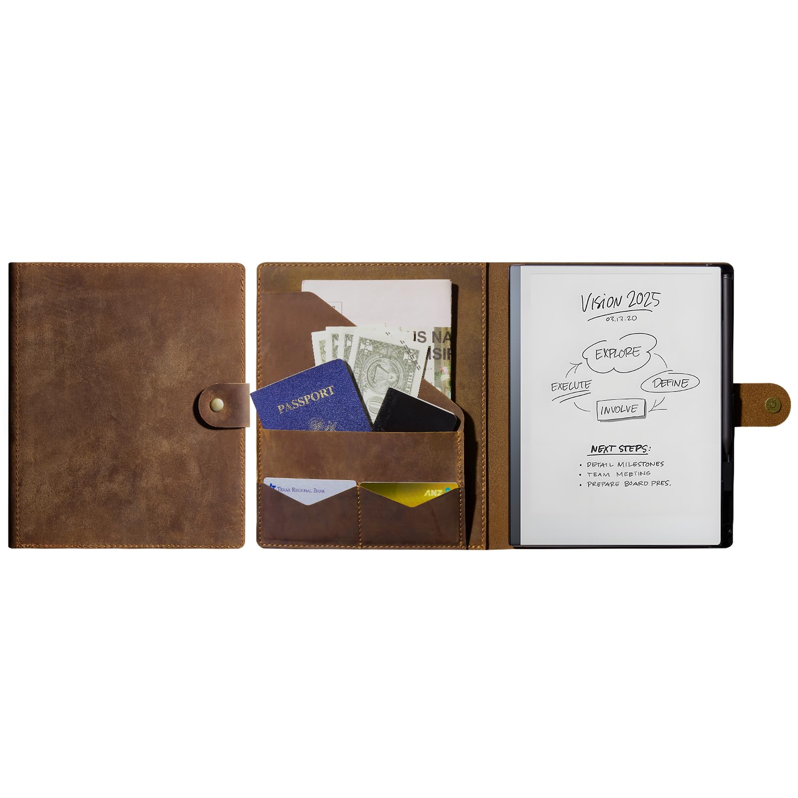 reMarkable 2 Tablet 10.3" (2020) Genuine Leather Slim Folio Case with Pen Holder