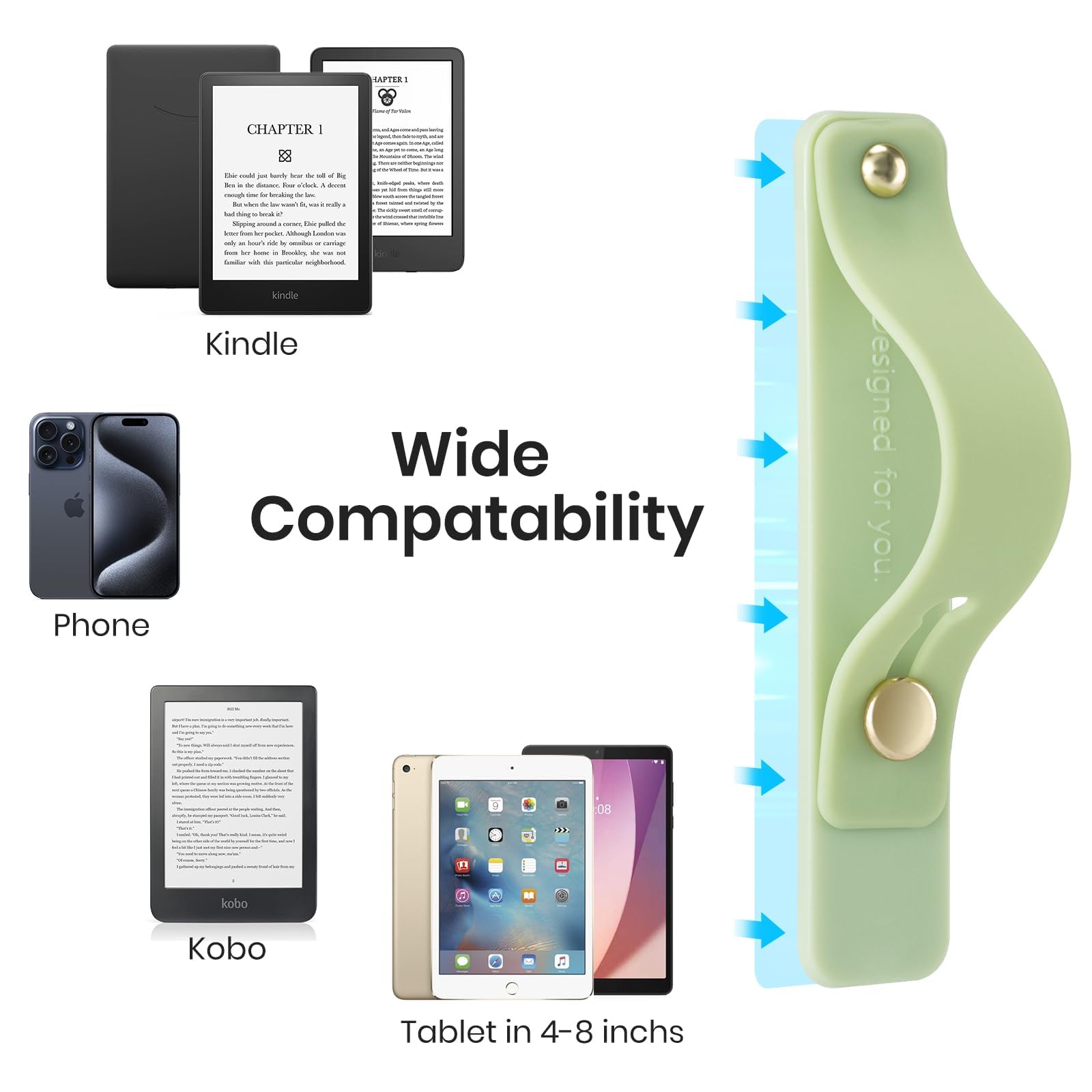 Hand Strap Holder for Kindle & Tablets#Color_Matcha