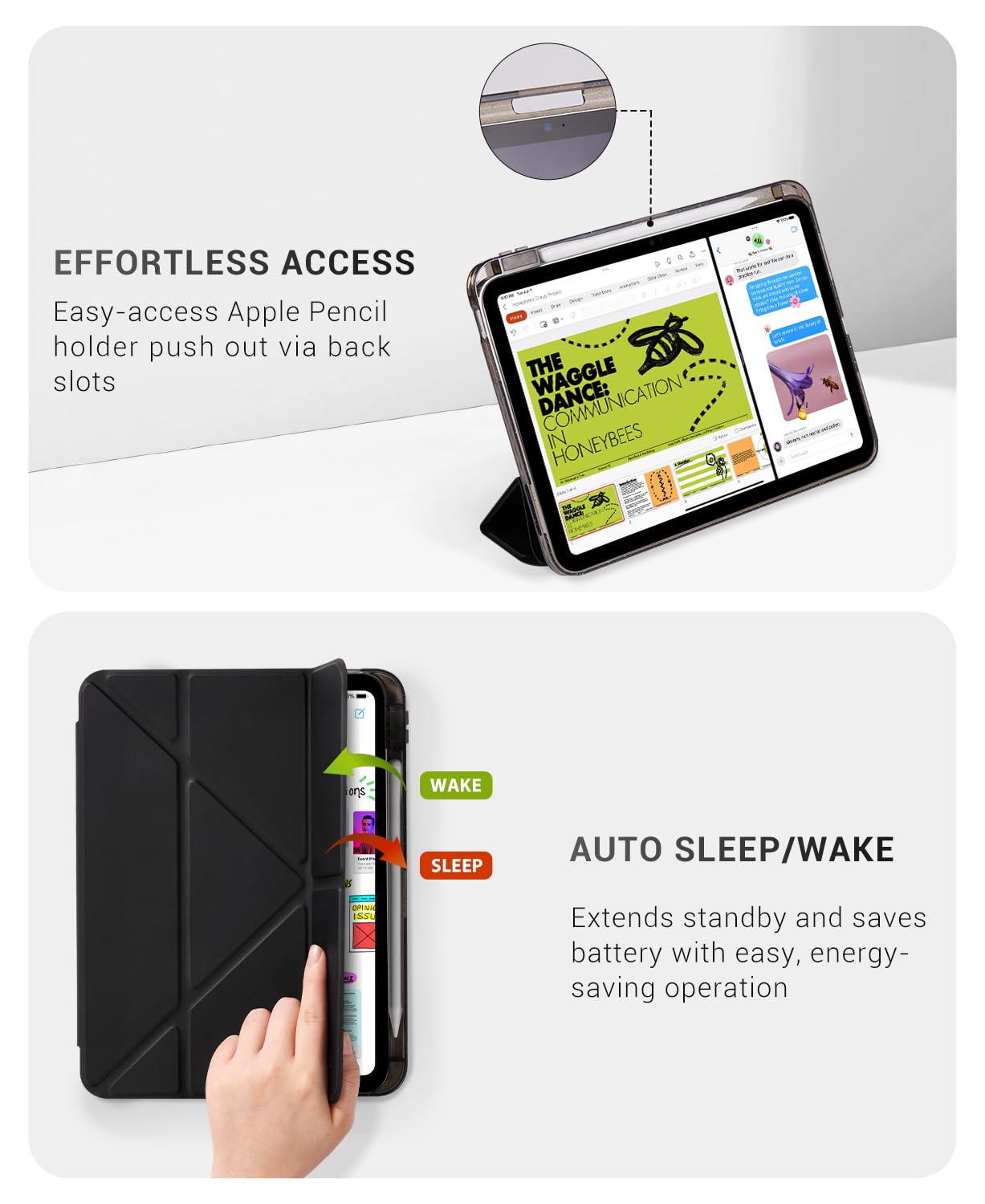 iPad 11th Gen (A16) 11" (2025) & 10th Gen 10.9" (2022) Case With Magnetic Stand#Color_Black