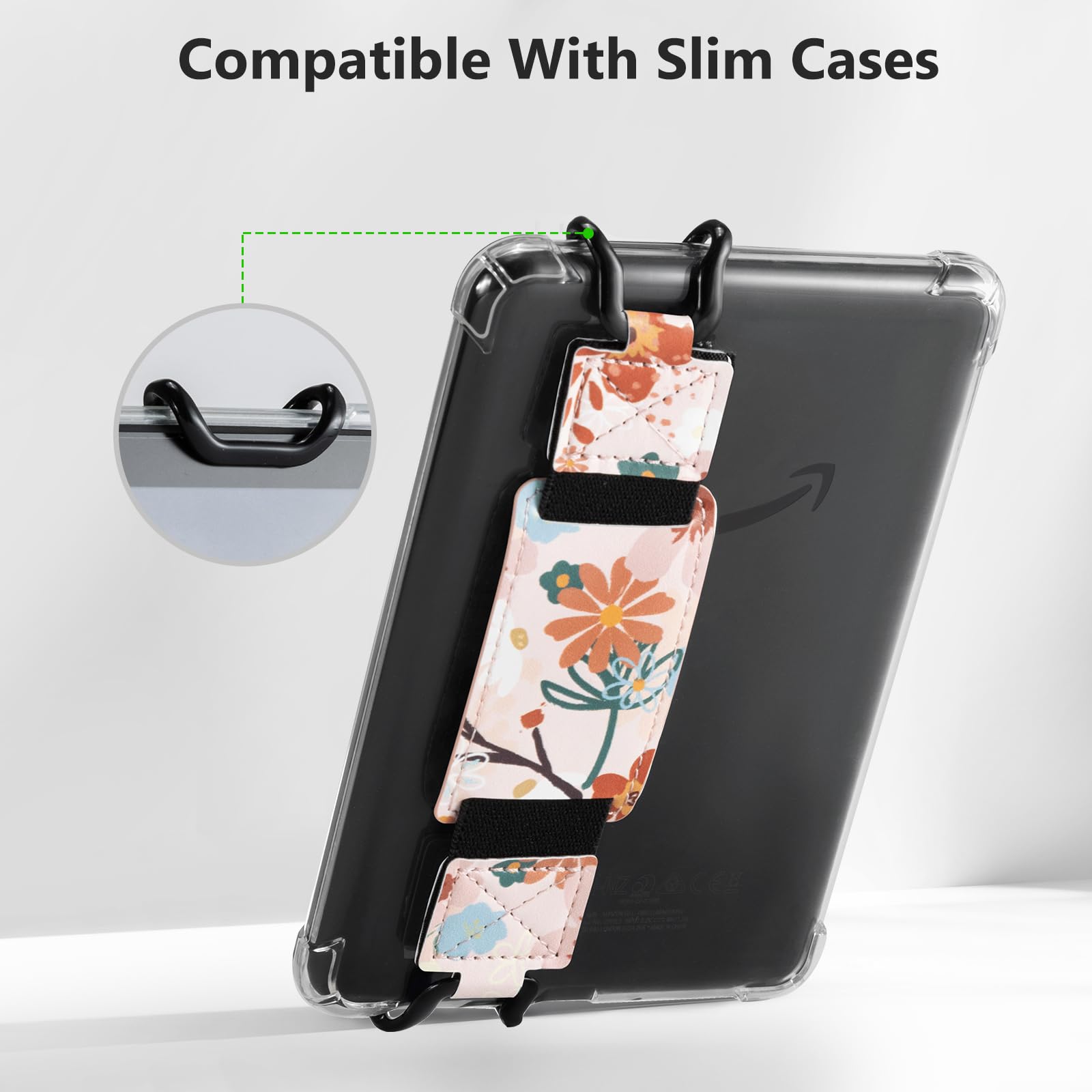 E-Book Tablet 6–7.5 inch Secure Hand Strap–Multiple Prints#Color_Orange Jasmine