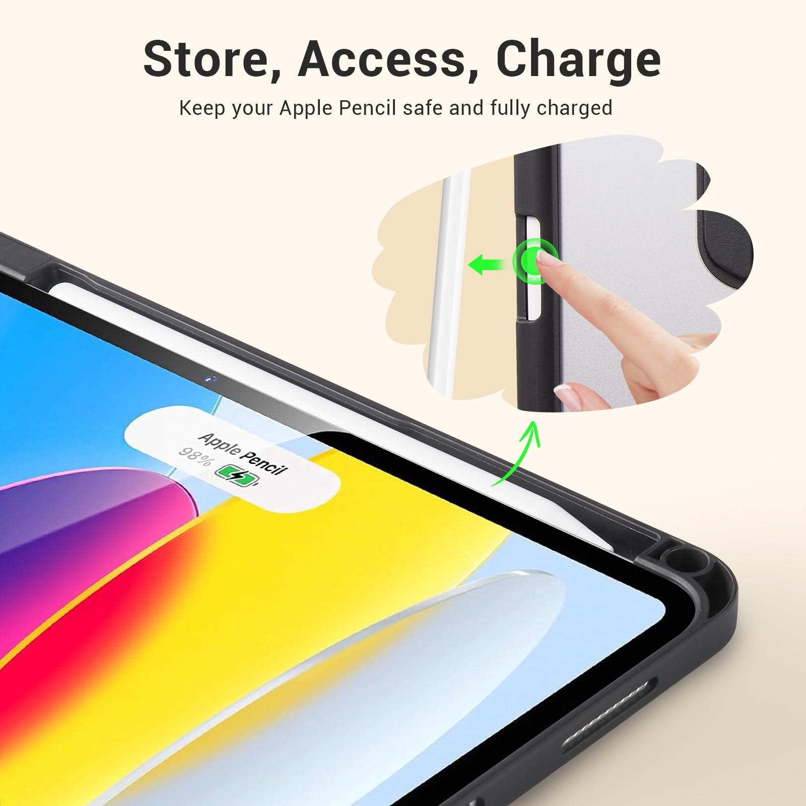 Black iPad 11th Gen (A16) 11" (2025) & 10th Gen 10.9" (2022) Case With Magnetic Stand