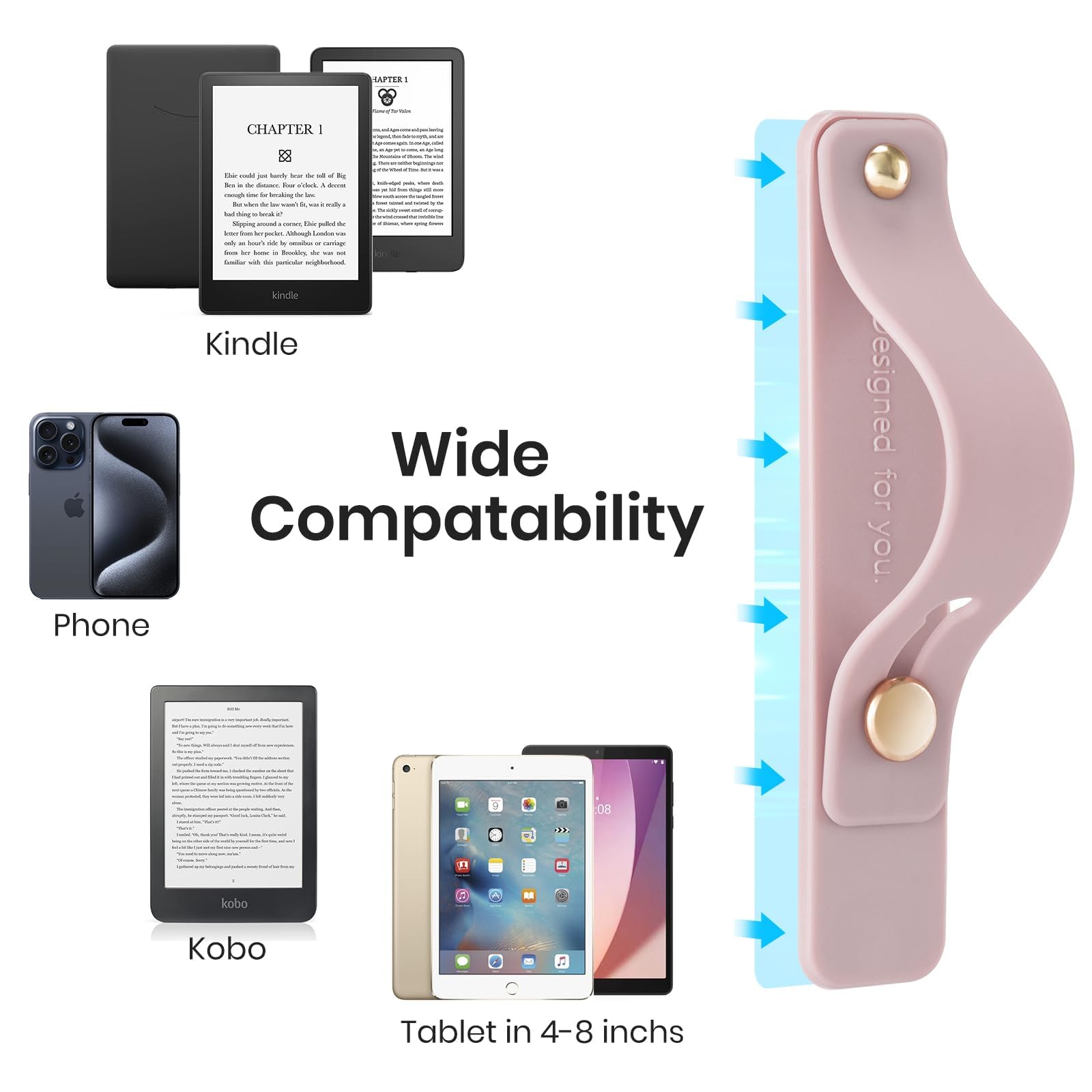 Hand Strap Holder for Kindle & Tablets#Color_Pink
