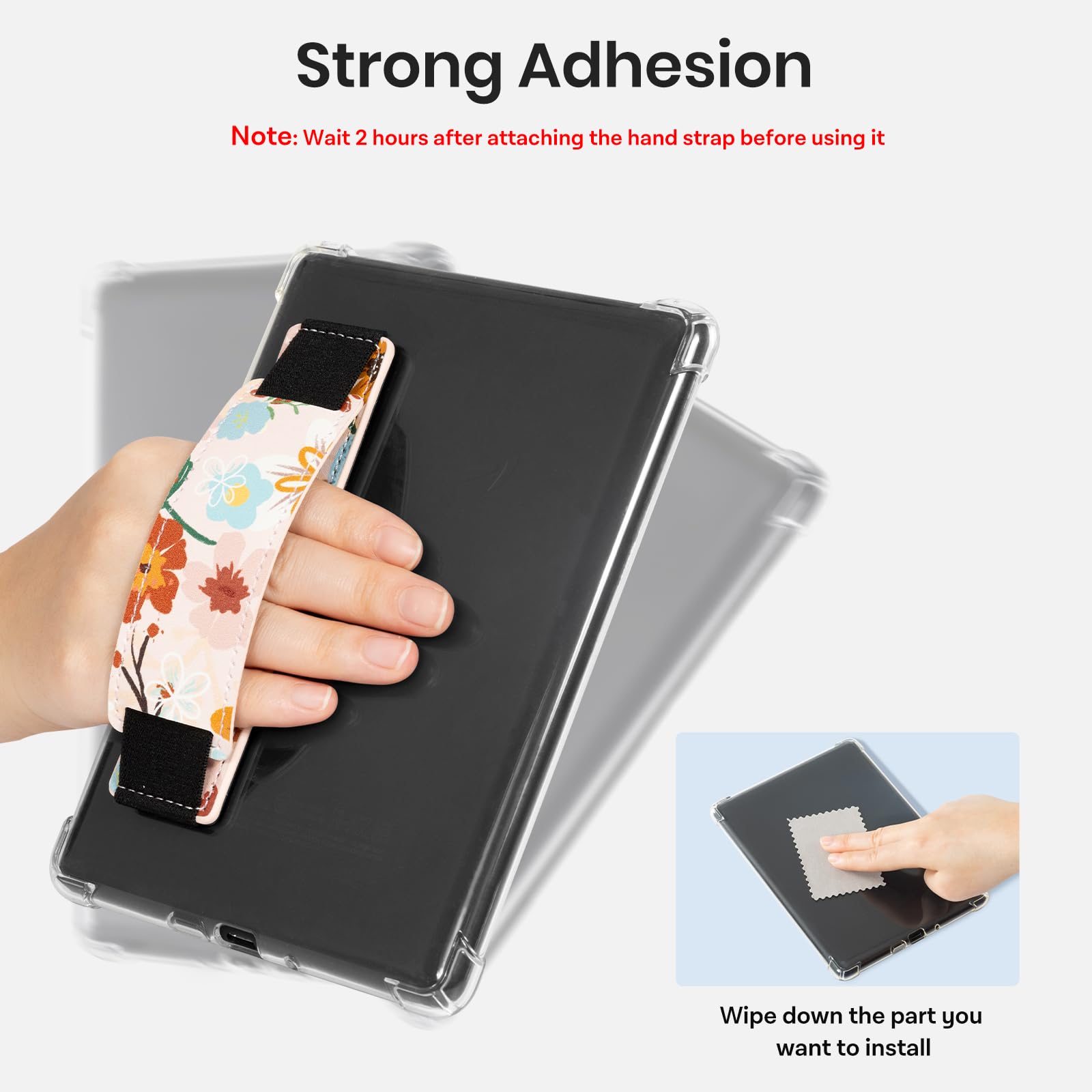 Kindle 6 to 10 inch Premium Soft Leather Hand Strap with Strong Adhesive#Color_Floral Fiesta
