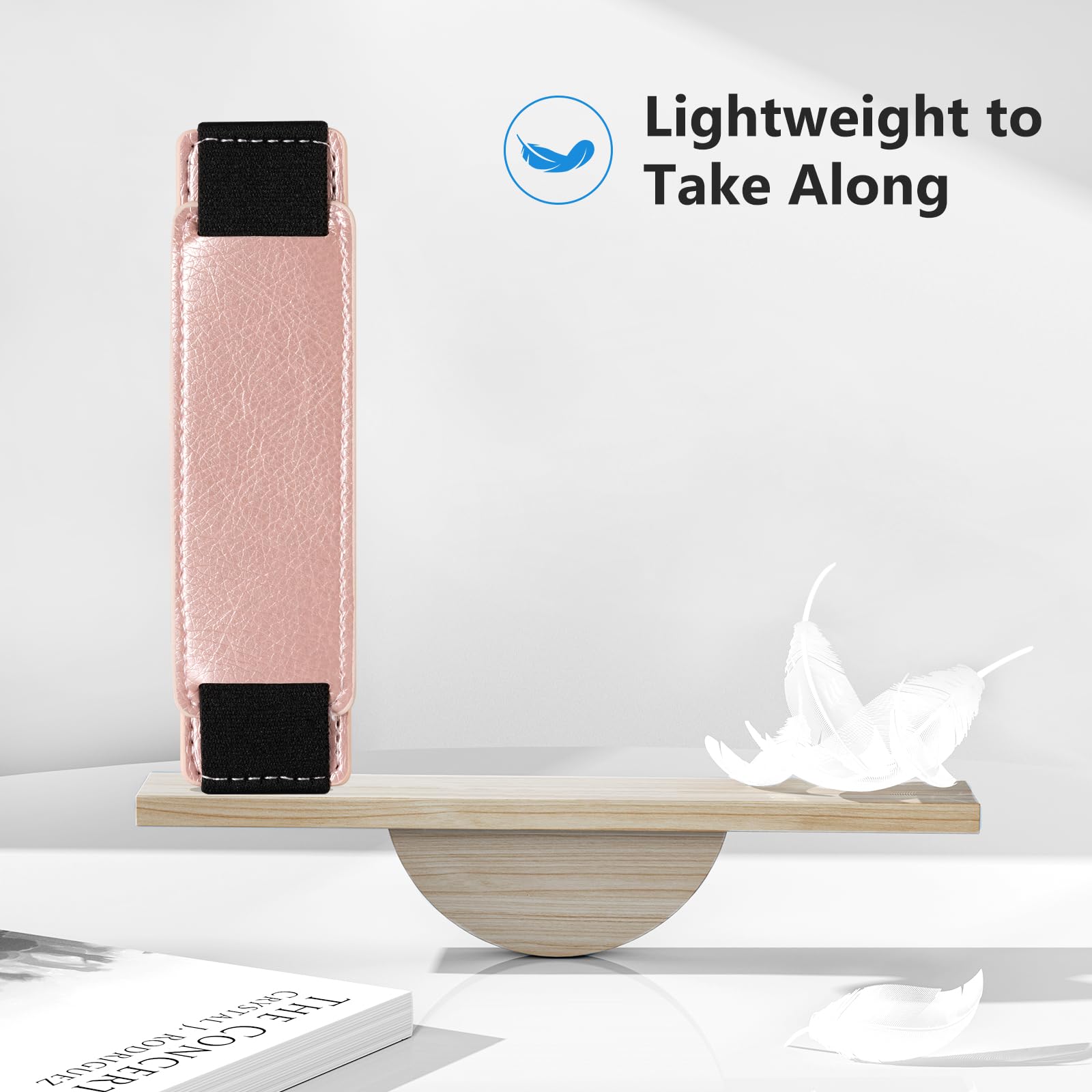 Kindle 6 to 10 inch Premium Soft Leather Hand Strap with Strong Adhesive#Color_Rose Gold