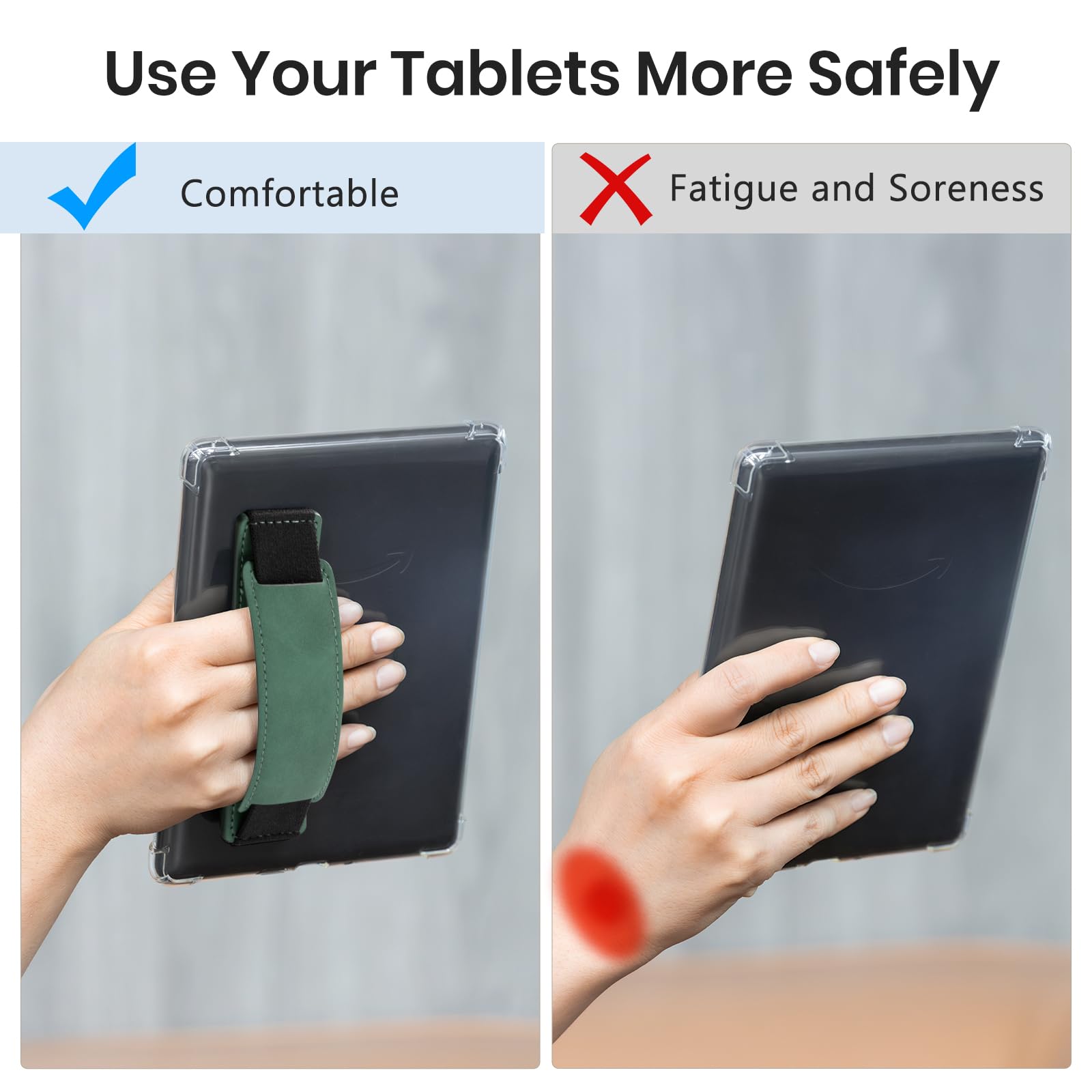 Kindle 6 to 10 inch Premium Soft Leather Hand Strap with Strong Adhesive#Color_Emerald Green