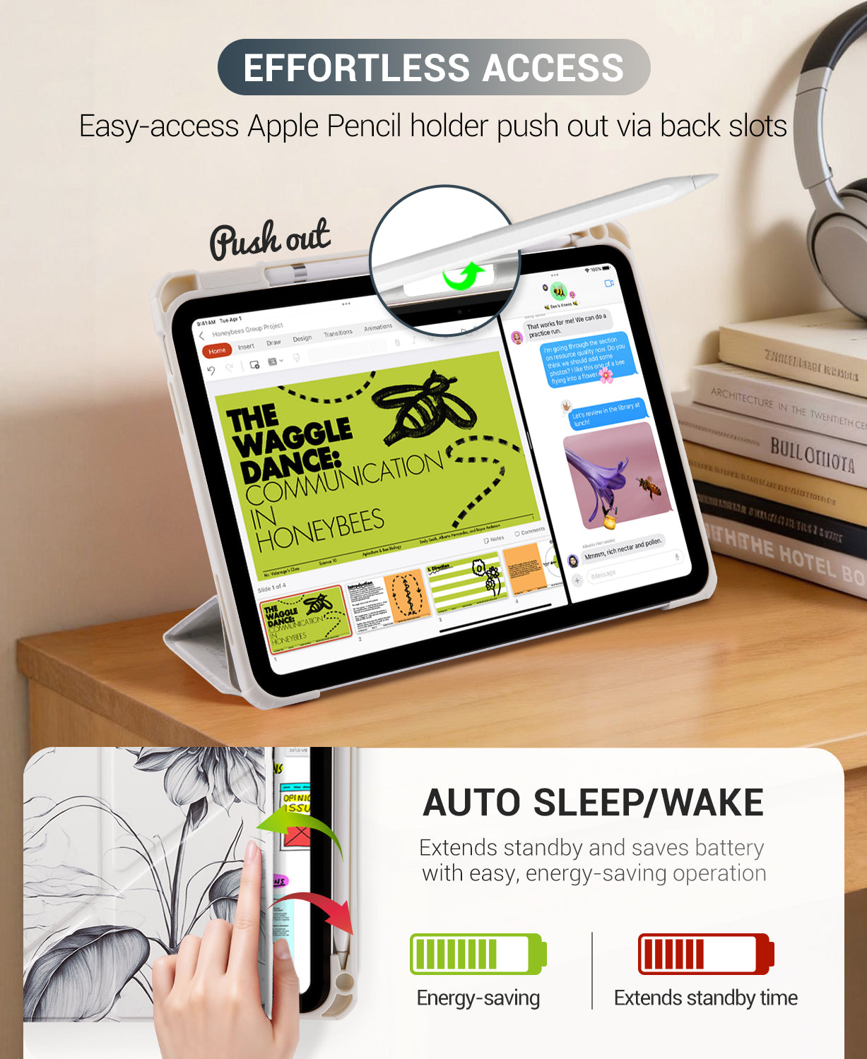 iPad 11th Gen (10th Compatible) Case With Y-Fold Magnetic Stand#Color_Sunflower