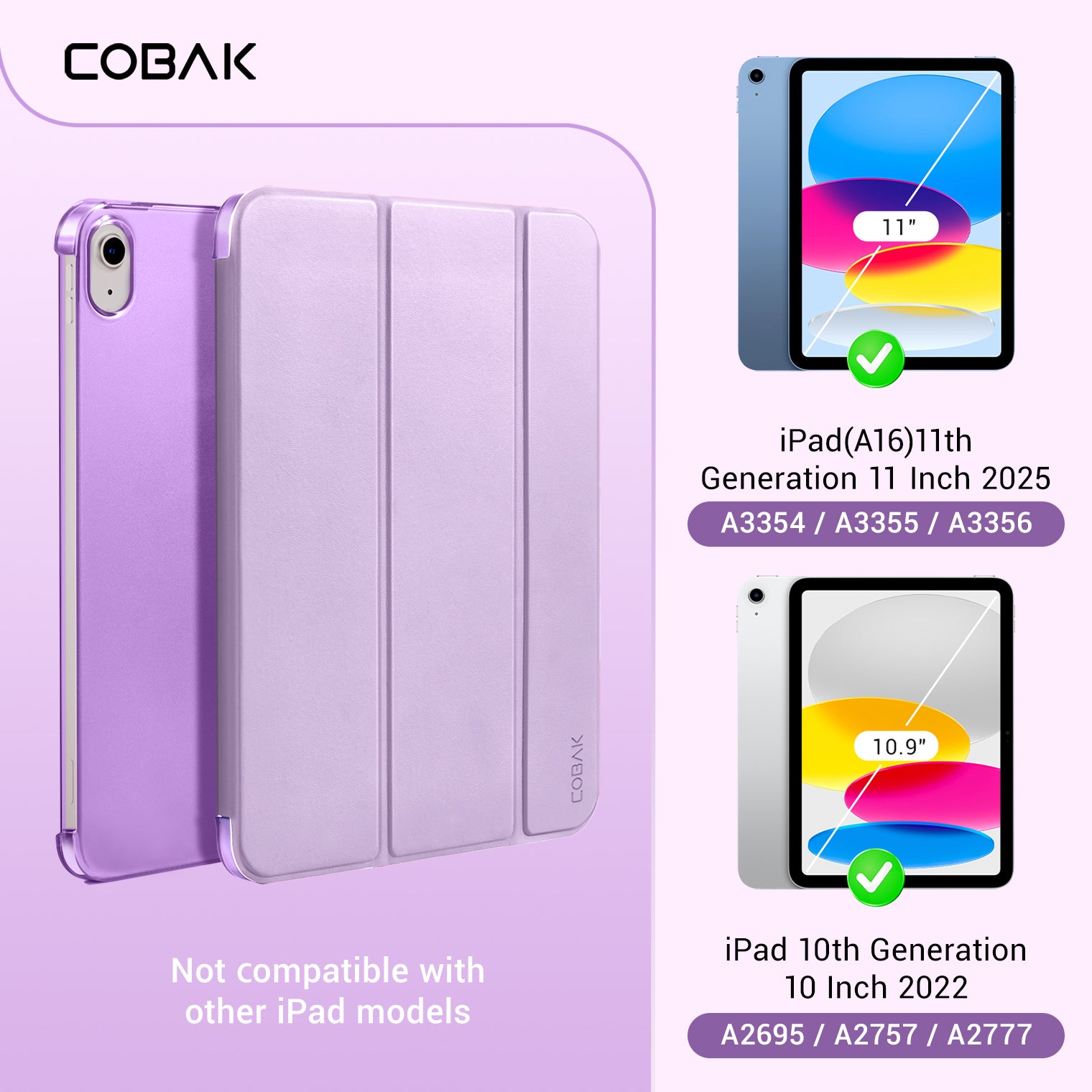 iPad 11th Gen (10th Compatible) Slim Stand Cover with Clear Hard Back, Touch ID#Color_Gray Violet
