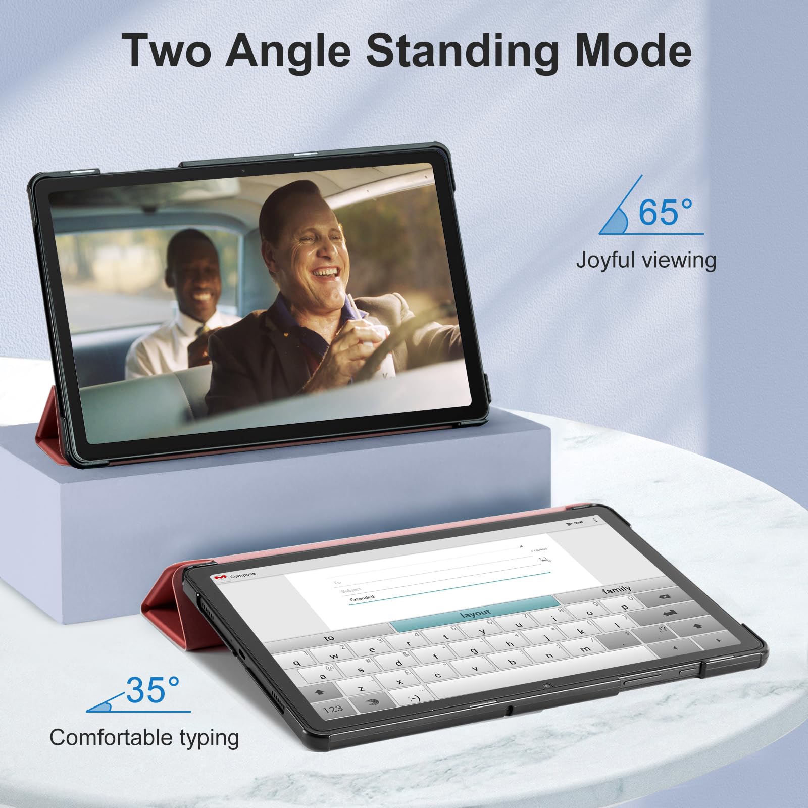 Samsung Galaxy Tab A11/A9 8.7" Tri-Fold Magnetic Stand#Color_Dark Red