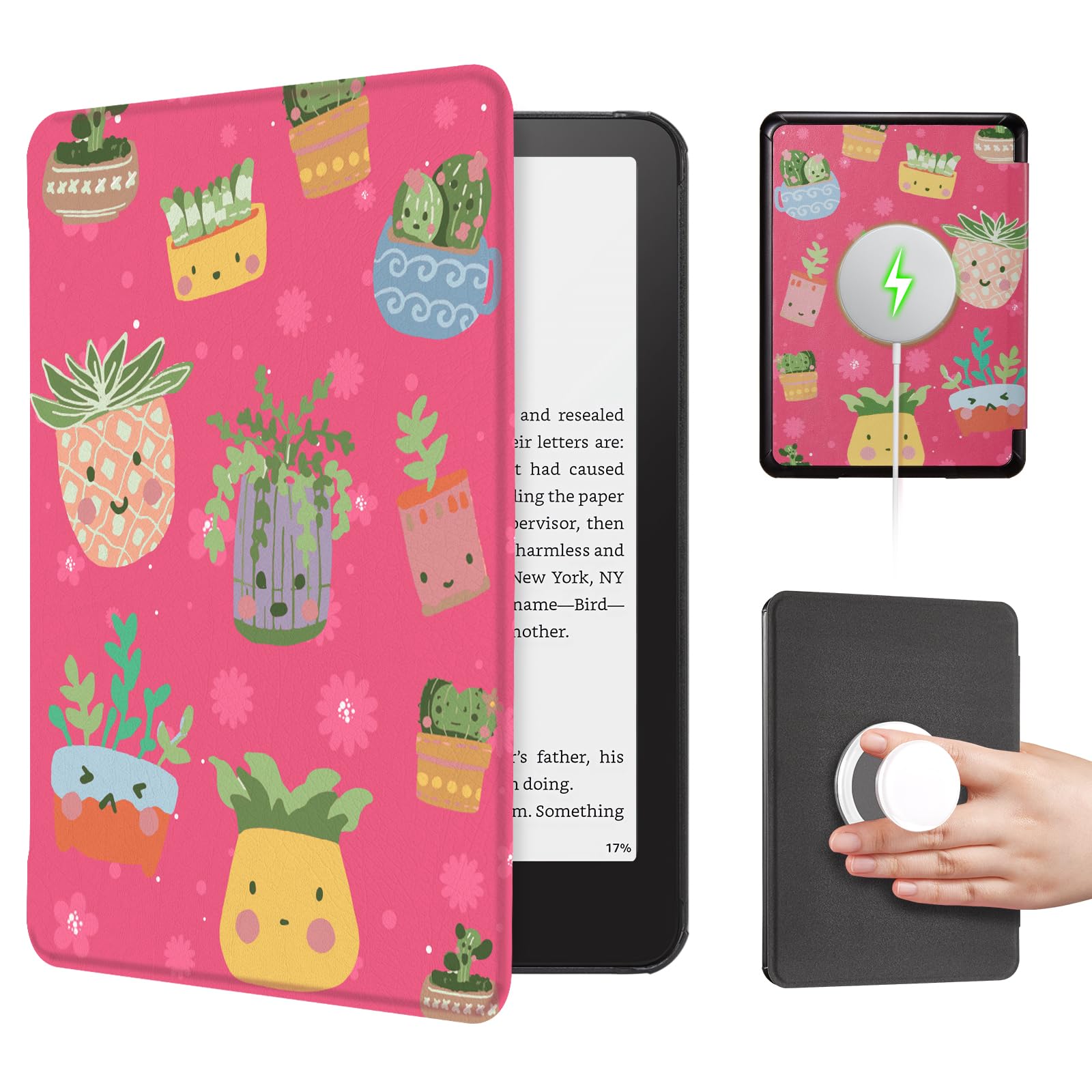 Kindle Paperwhite 12th Gen 7 inch (2024) Case With Stand–Cute Prints#Color_Plant Party Blooming