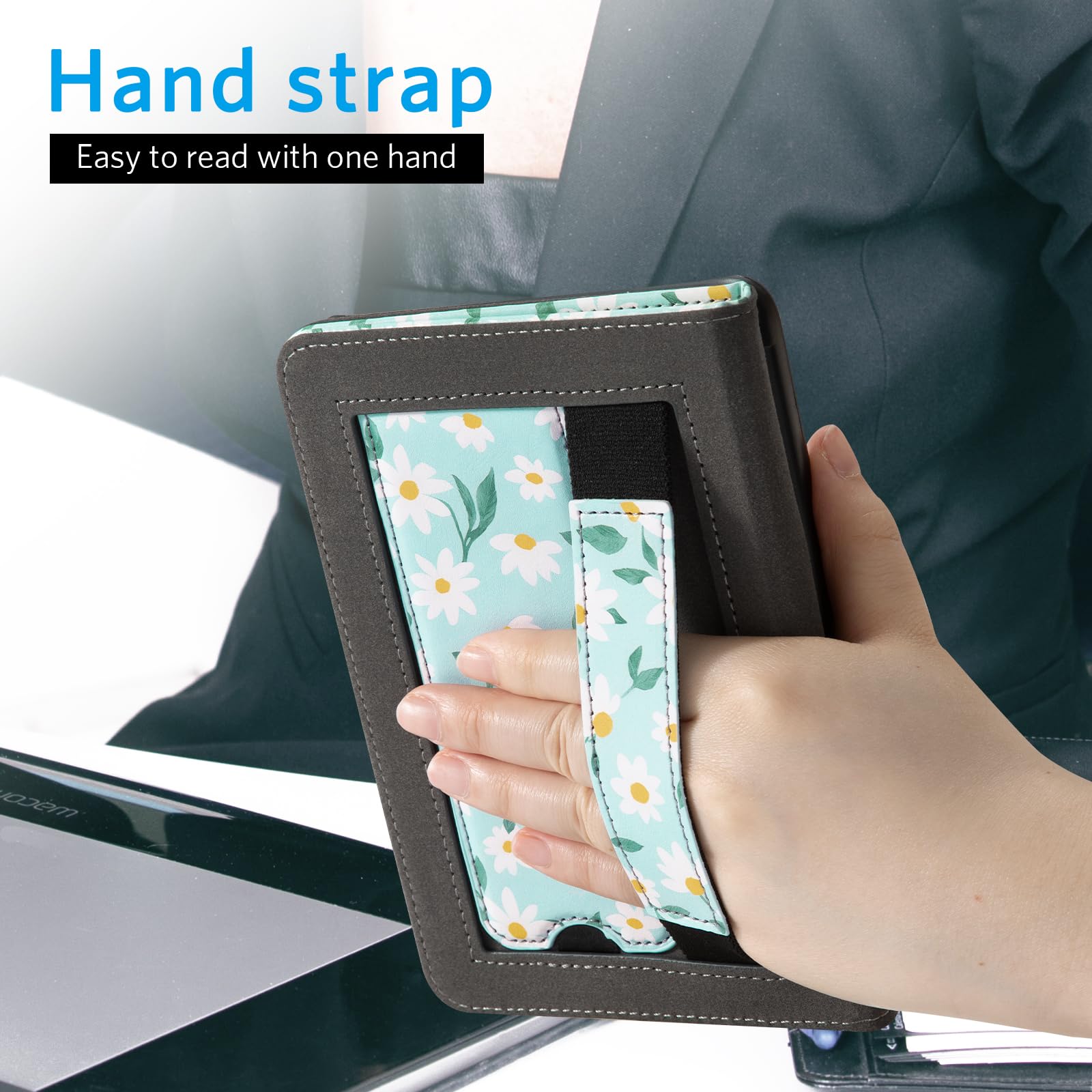 Eden Blue Background with Daisy 6 inch kindle paperwhite stand Case