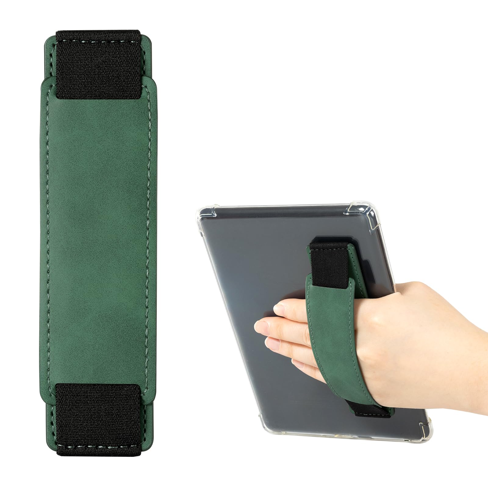 Kindle 6 to 10 inch Premium Soft Leather Hand Strap with Strong Adhesive#Color_Emerald Green