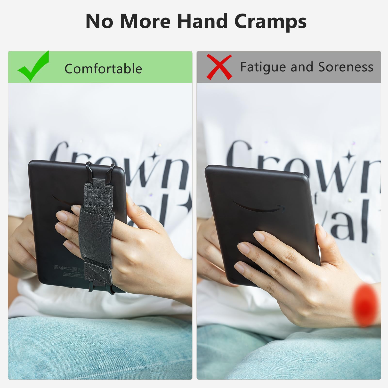 E-Book Tablet 6–7.5 inch Secure Hand Strap#Color_Cross Texture Black