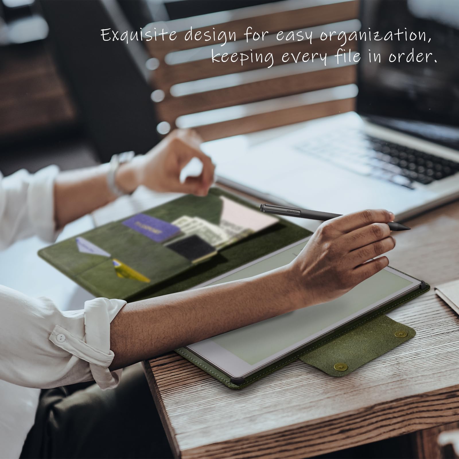 Remarkable Paper Pro 11.8" (2024) Genuine Cowhide Leather Slim Magnetic Case#Color_Cowhide Olive