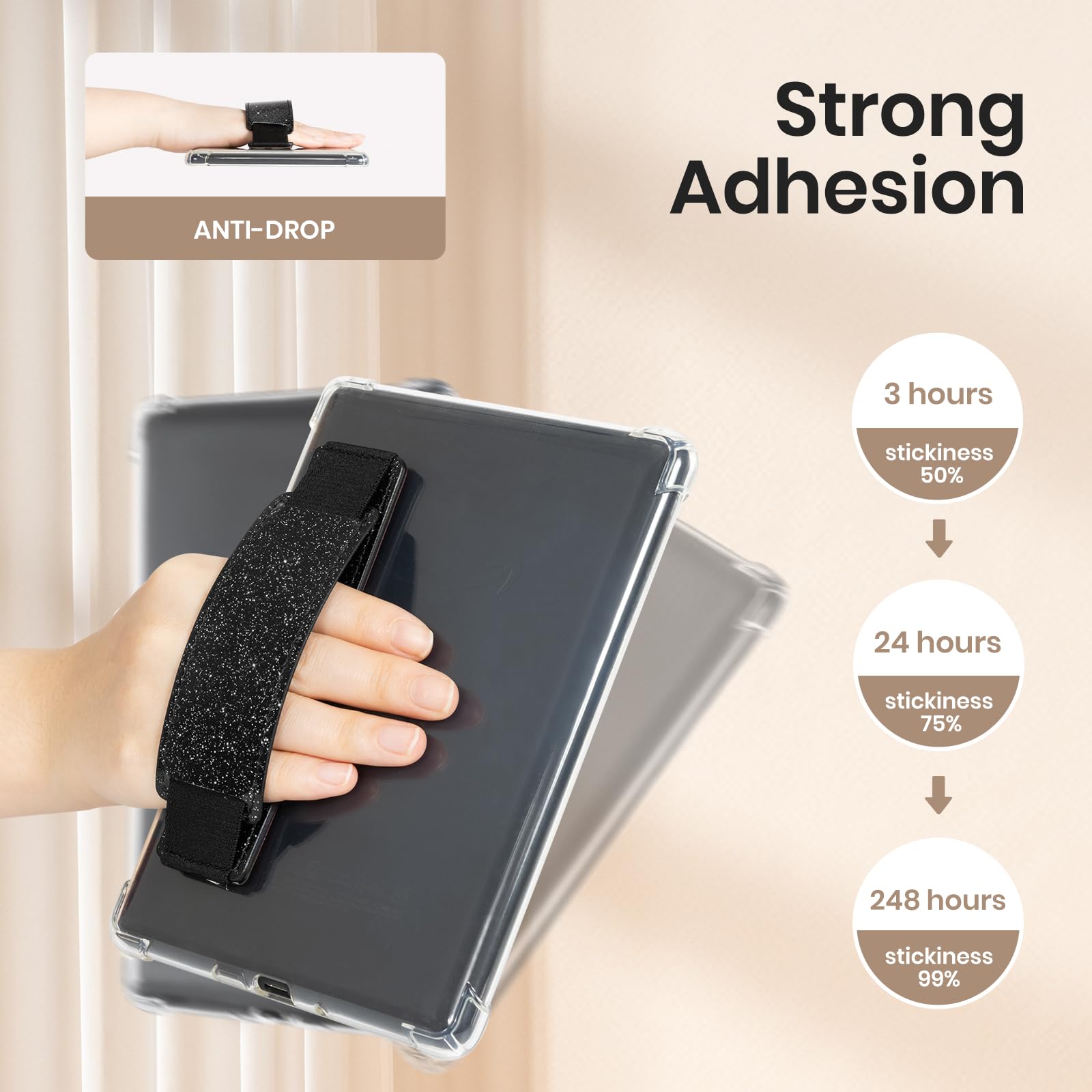 Kindle 6 to 10 inch Premium Soft Leather Hand Strap with Strong Adhesive#Color_Twinkling Starry