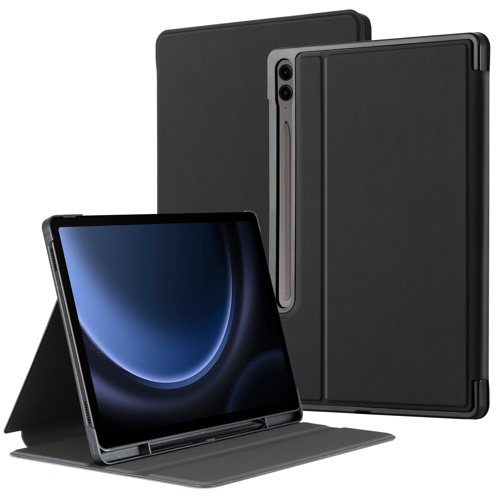 Samsung Galaxy Tab S9 FE Plus 12.4" (2023) Folio Case with S Pen Holder#Color_Black