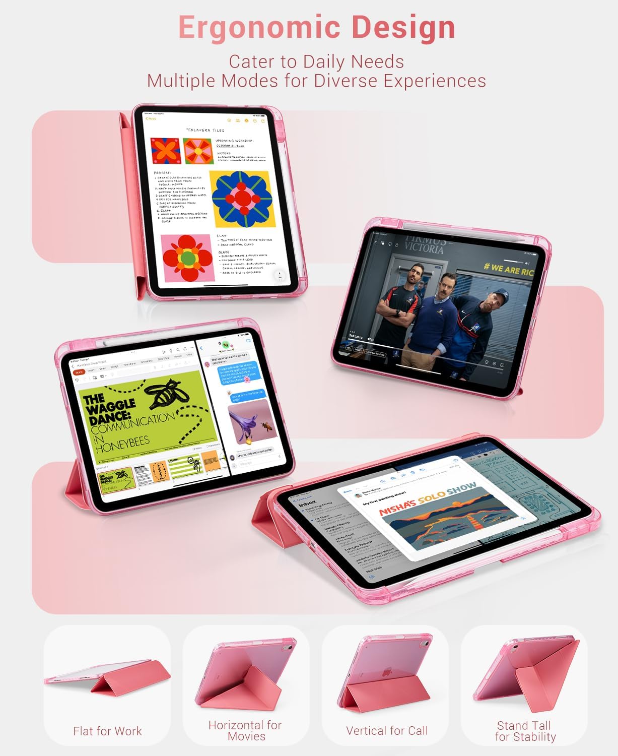 iPad 11th Gen (A16) 11" (2025) & 10th Gen 10.9" (2022) Case With Magnetic Stand#Color_Pink