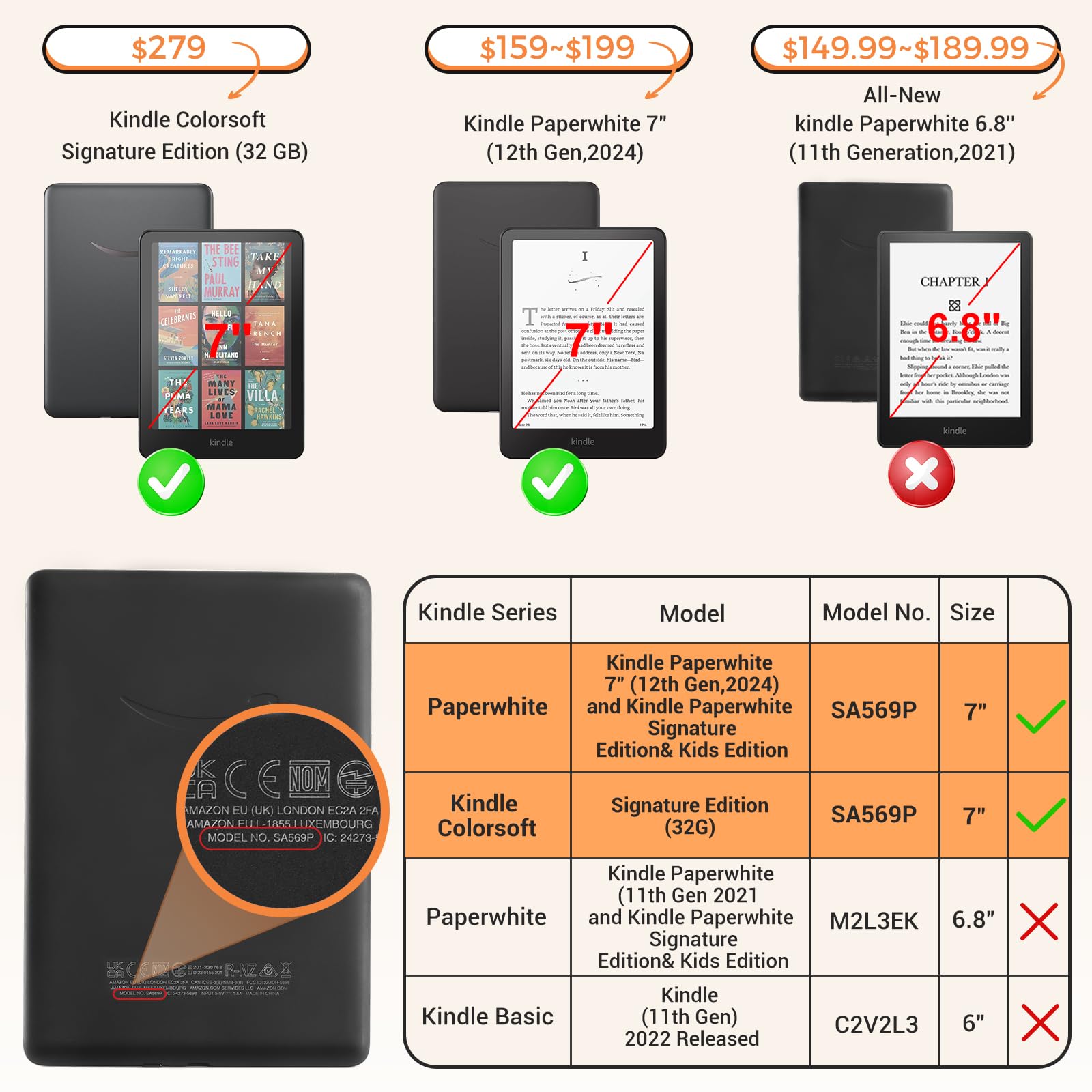 Kindle Paperwhite 12th Gen 7 inch (2024) Case With Stand–Cute Prints#Color_Monster Boogi