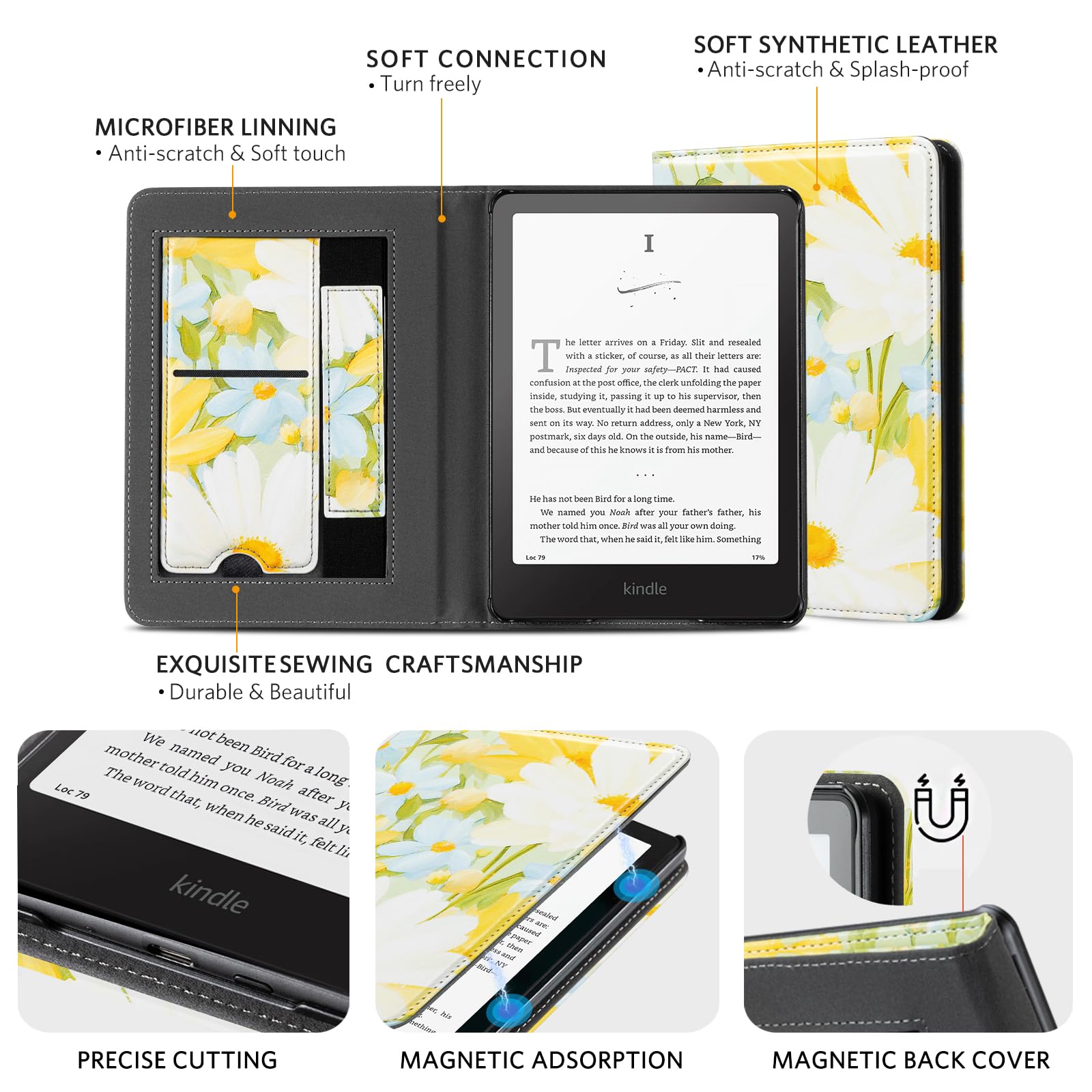 Mountain Yellow White Daisy 7 Inch Kindle Paperwhite Stand Case