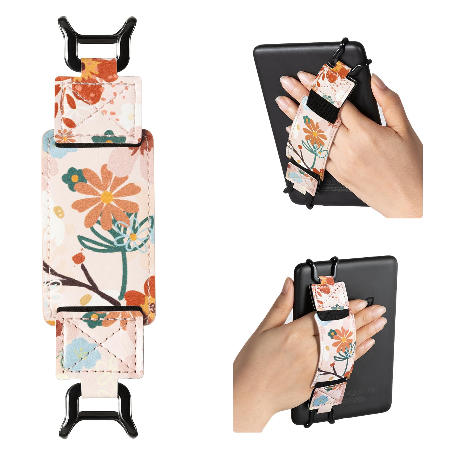 E-Book Tablet 6–7.5 inch Secure Hand Strap–Multiple Prints#Color_Orange Jasmine