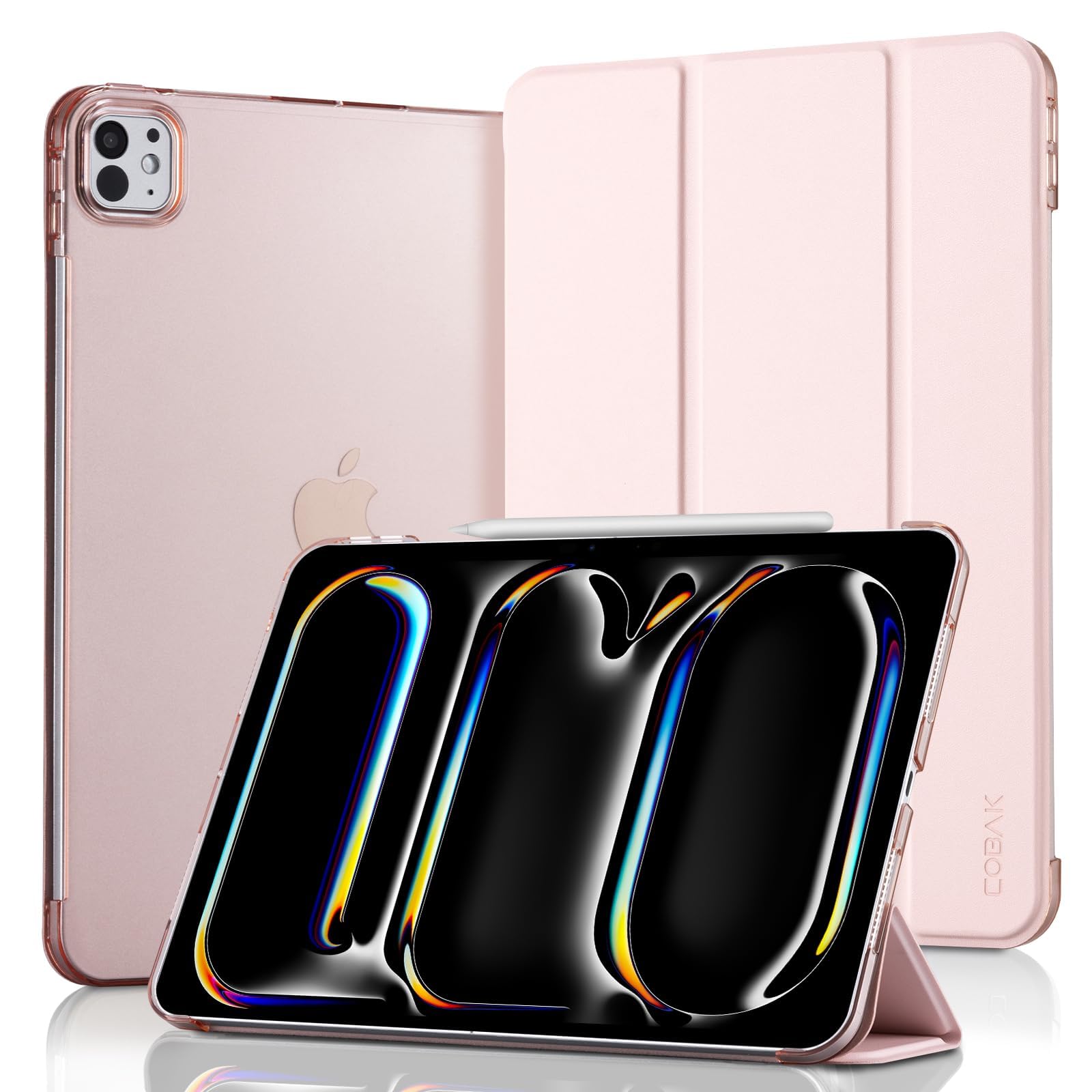 iPad Pro 11 Inch (2024) Slim Magnetic Case With Hard Back Stand#Color_Pink