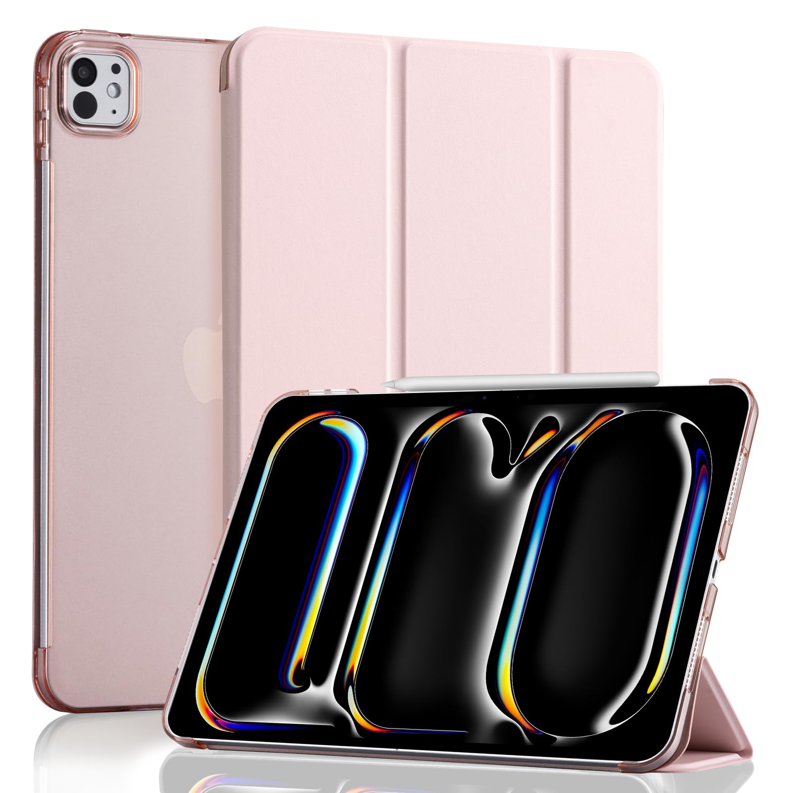 iPad Pro 11 Inch (2024) Slim Magnetic Case With Hard Back Stand#Color_Pink