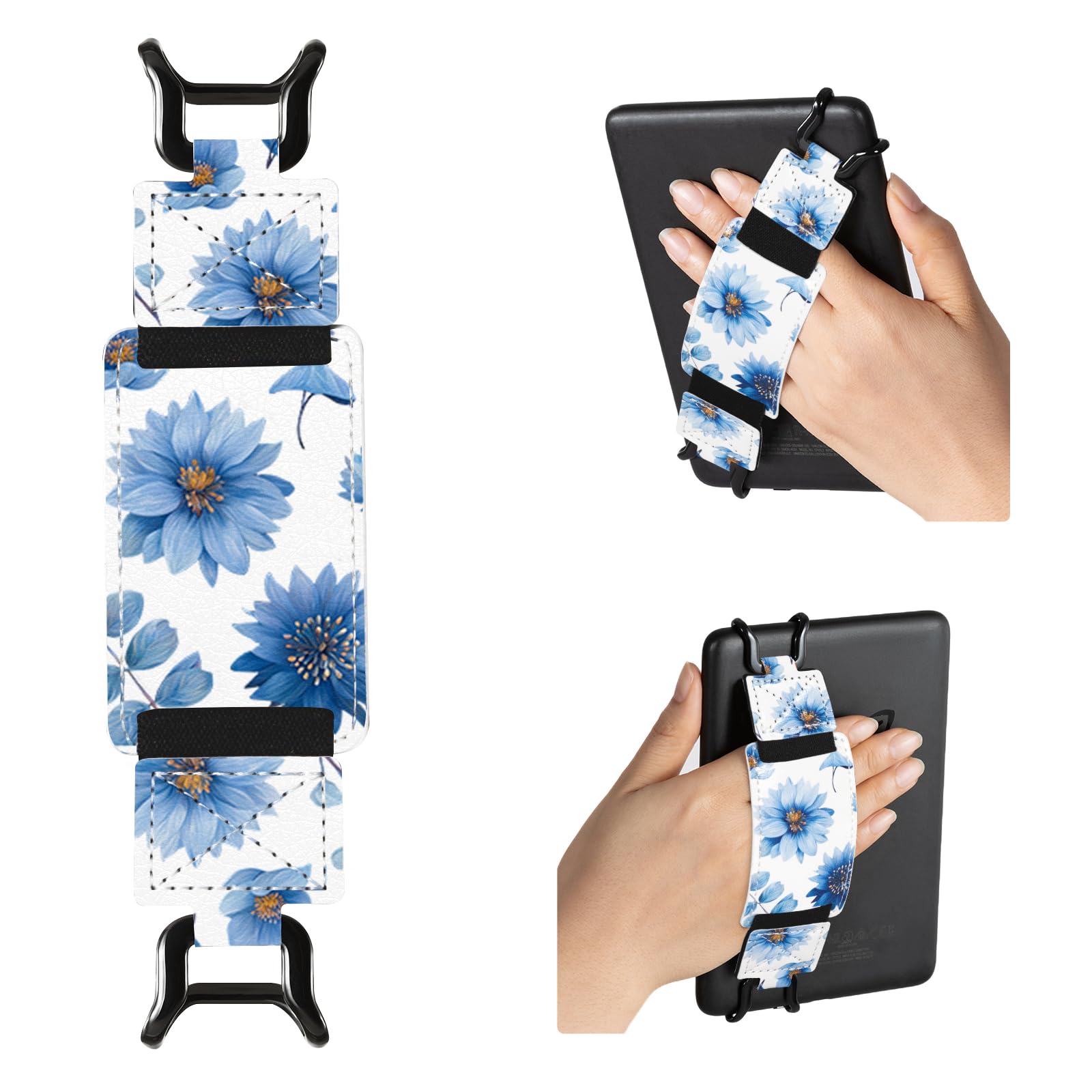 E-Book Tablet 6–7.5 inch Secure Hand Strap–Multiple Prints#Color_Azure Petal Symphony