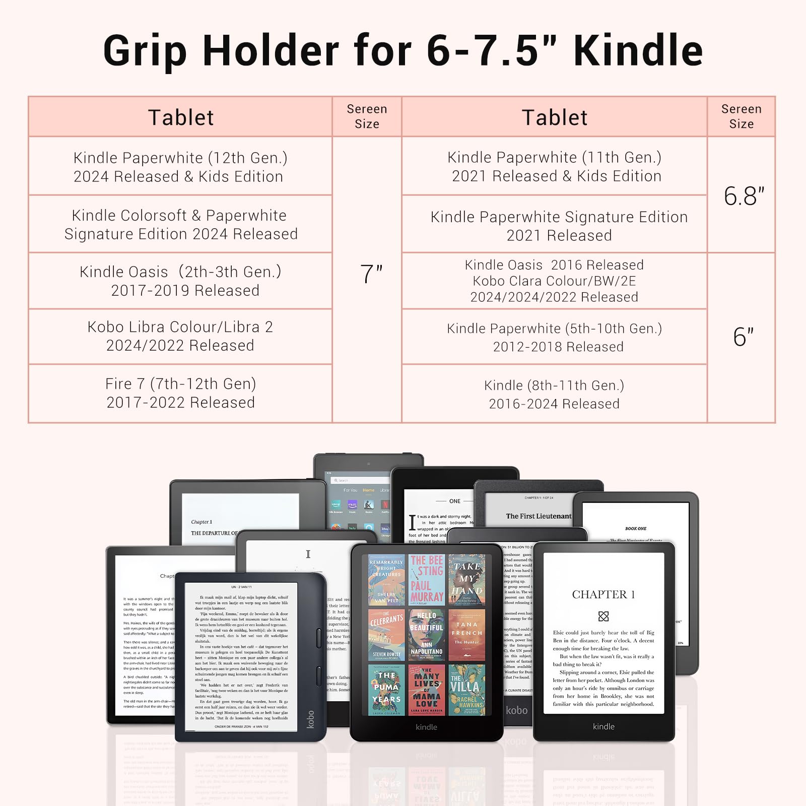 Hand Strap for 6–7.5" E-Book & Tablets#Color_Pink