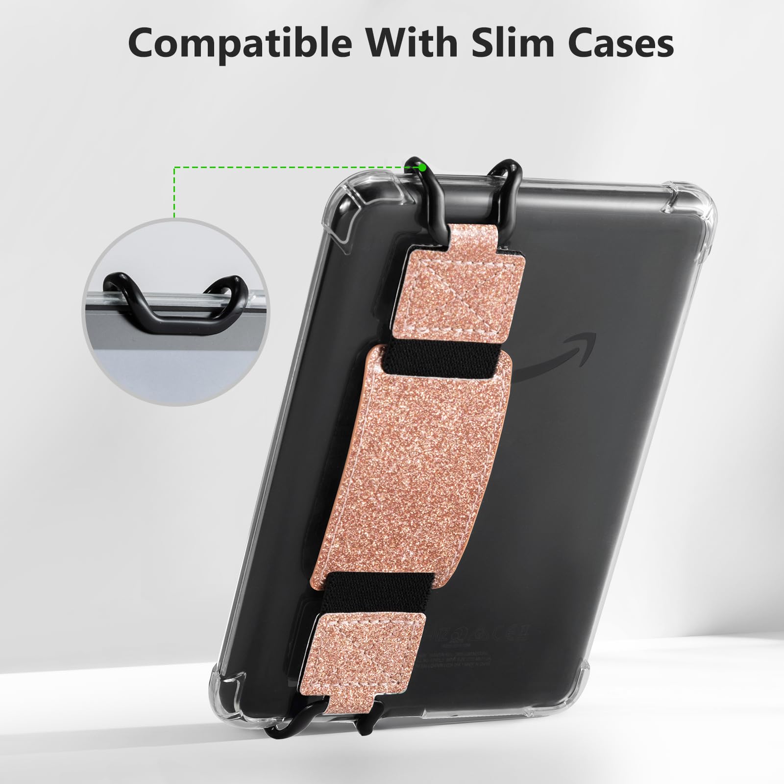 E-Book Tablet 6–7.5 inch Secure Hand Strap–Multiple Prints#Color_Rose Gold Star