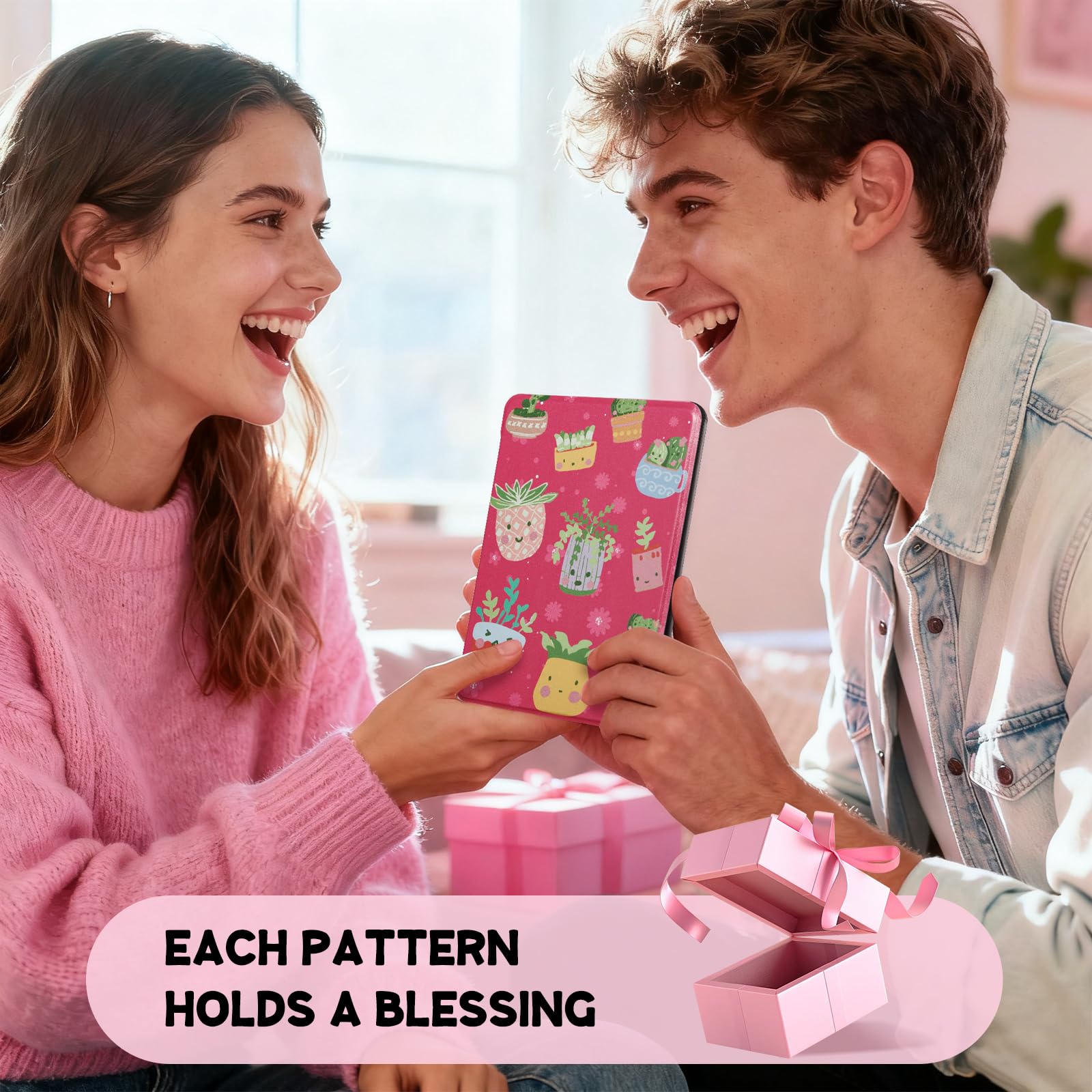 Kindle Paperwhite 12th Gen 7 inch (2024) Case With Stand–Cute Prints#Color_Plant Party Blooming