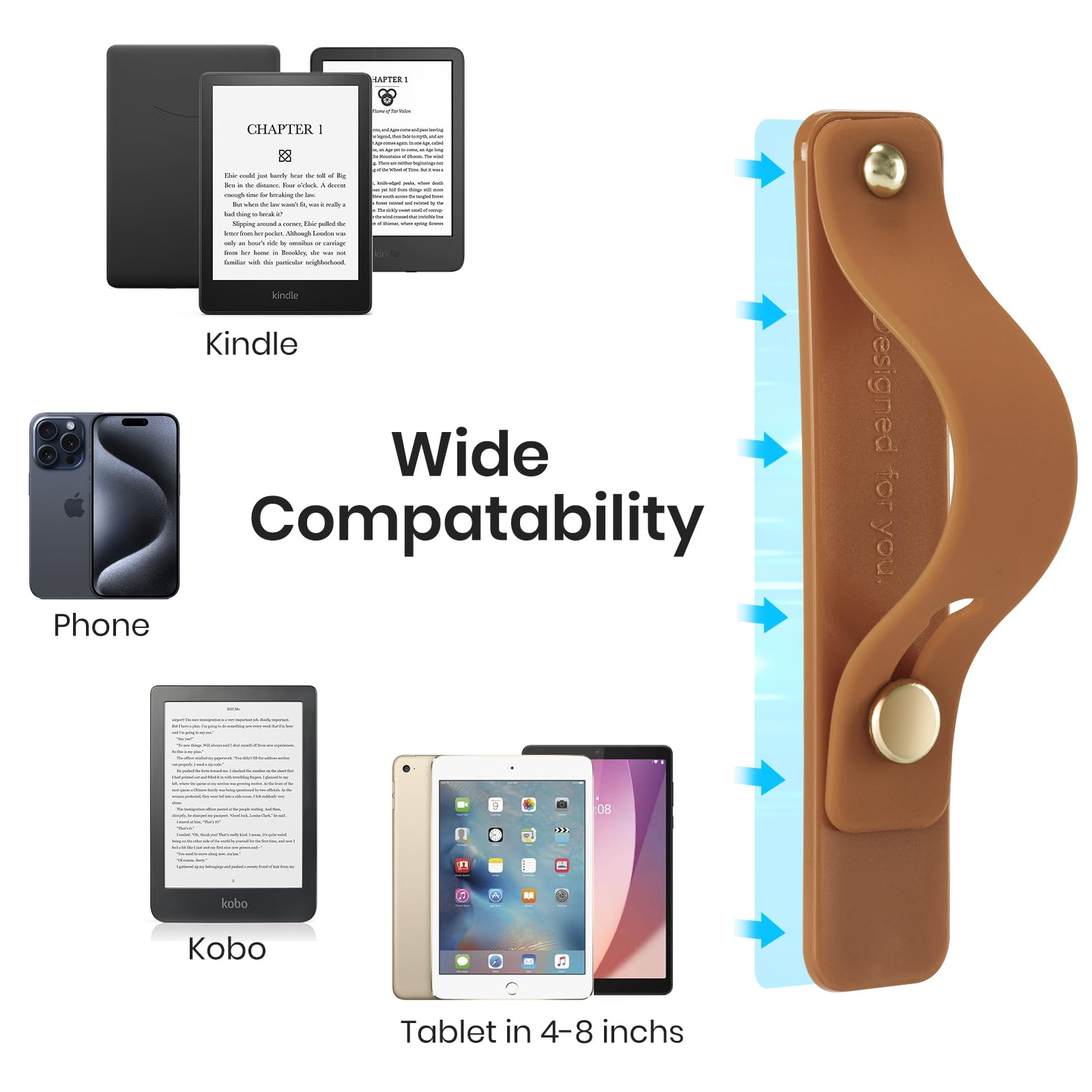 Hand Strap Holder for Kindle & Tablets#Color_Brown