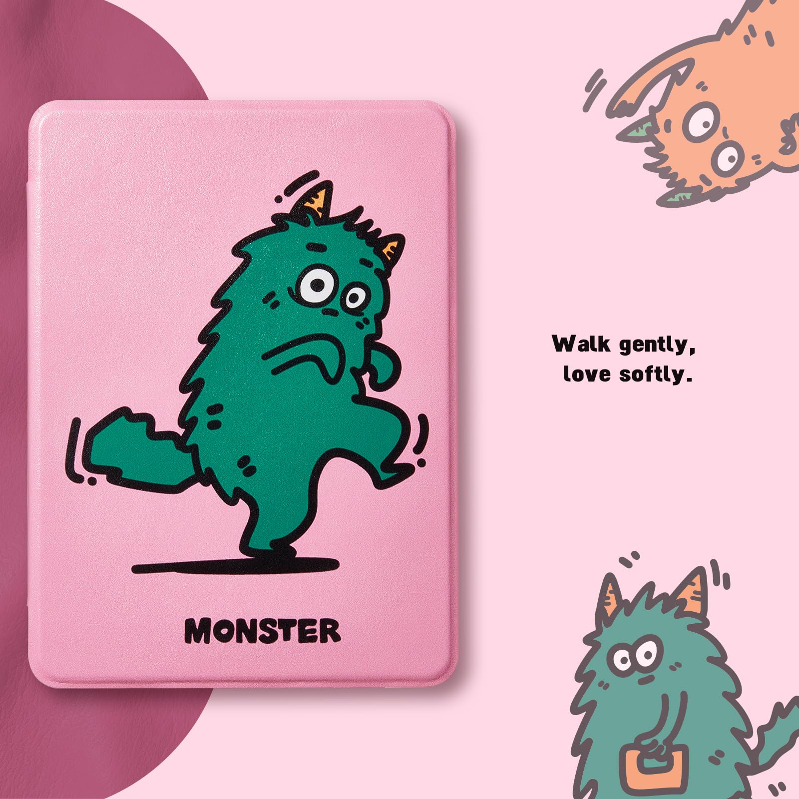 Kindle Paperwhite 12th Gen 7 inch (2024) Case With Stand–Cute Prints#Color_Monster Sneako
