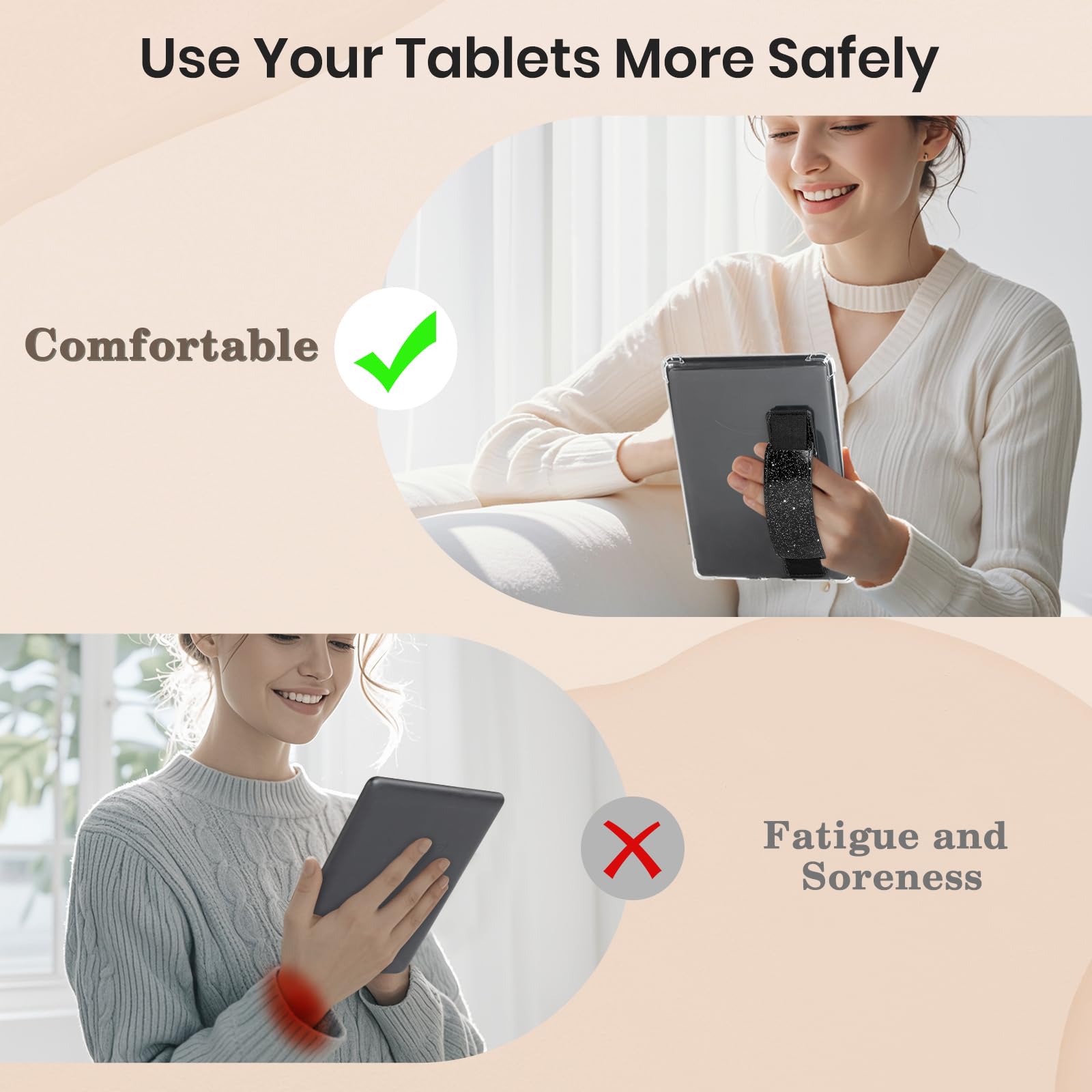 Kindle 6 to 10 inch Premium Soft Leather Hand Strap with Strong Adhesive#Color_Twinkling Starry