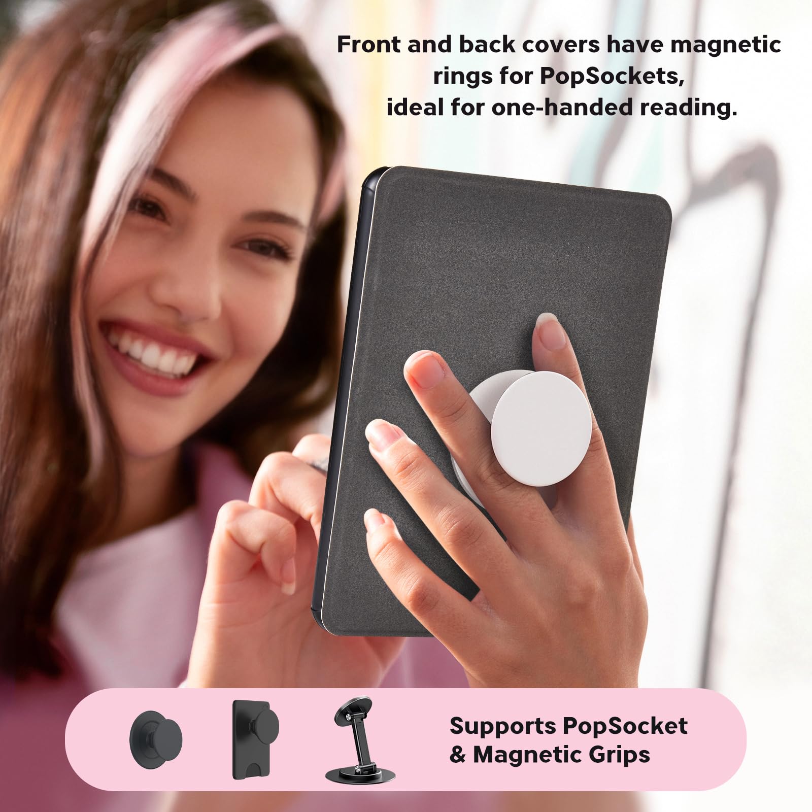 Kindle Paperwhite 12th Gen 7 inch (2024) Case With Stand–Cute Prints#Color_Pink Pounce