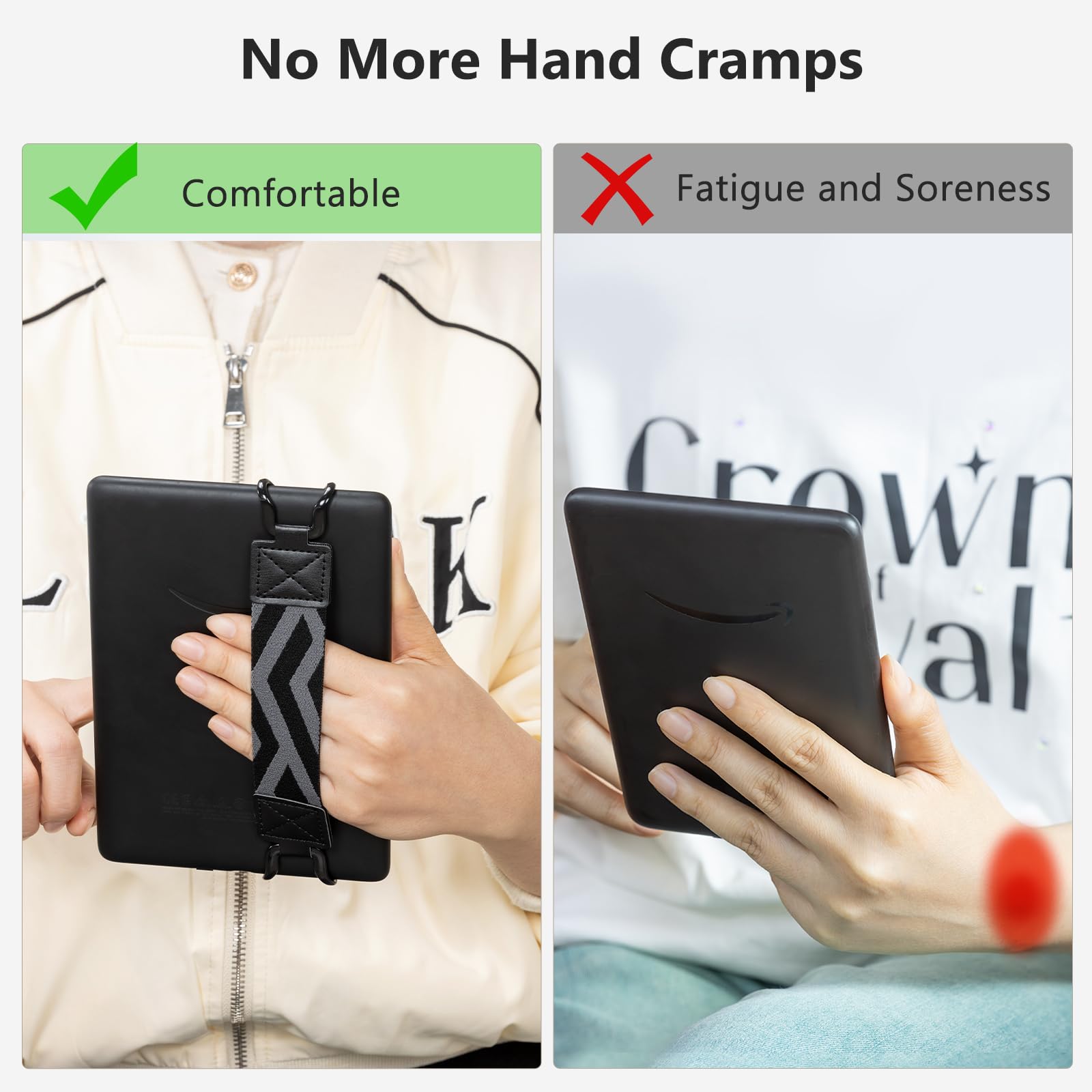 E-Book Tablet 6–7.5 inch Secure Hand Strap–Multiple Prints#Color_Black Stripe-W