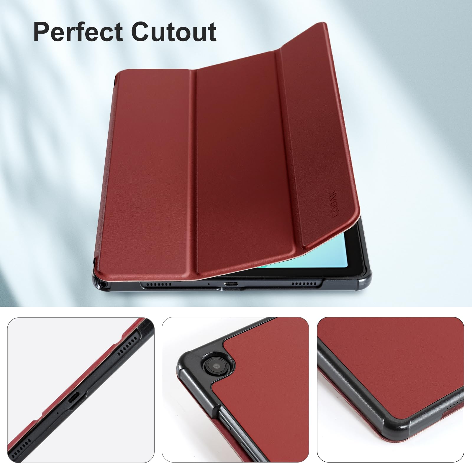 Samsung Galaxy Tab A11/A9 8.7" Tri-Fold Magnetic Stand#Color_Dark Red