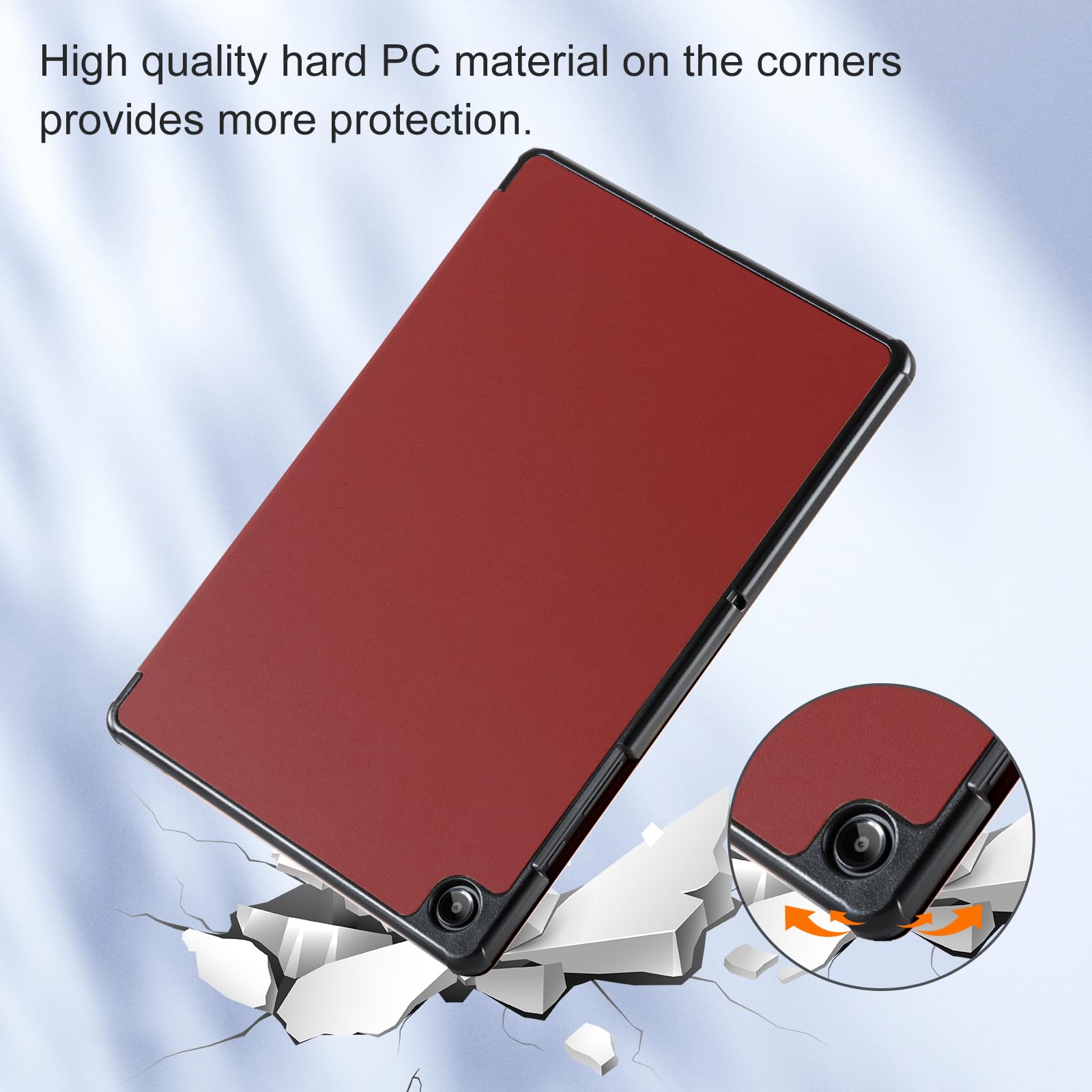 Samsung Galaxy Tab A11/A9 8.7" Tri-Fold Magnetic Stand#Color_Dark Red