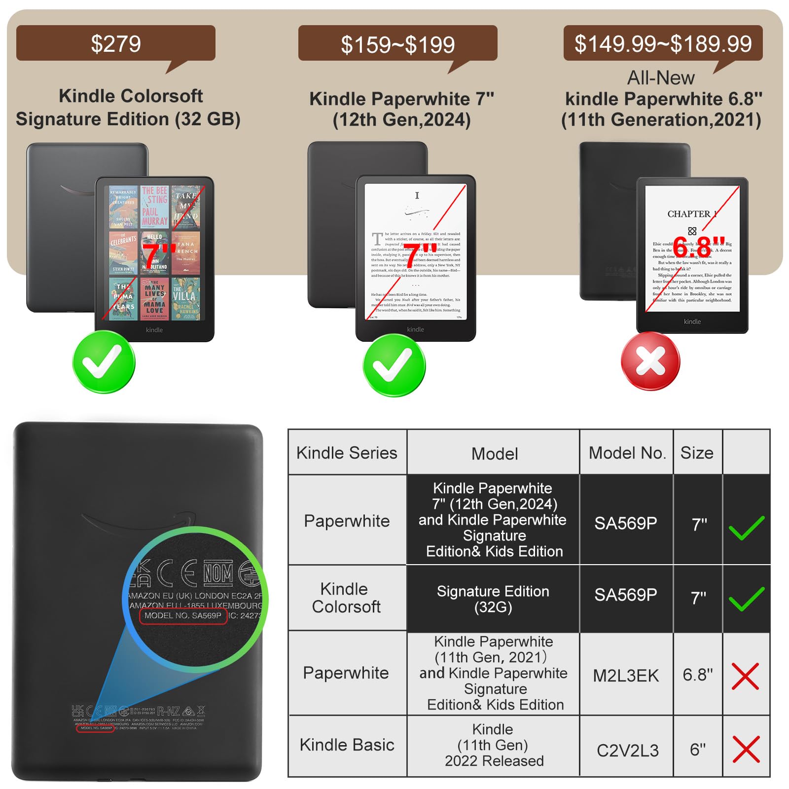 Kindle Paperwhite 12th Gen 7" (2024) Genuine Cowhide Leather Smart Cover#Color_Borwn