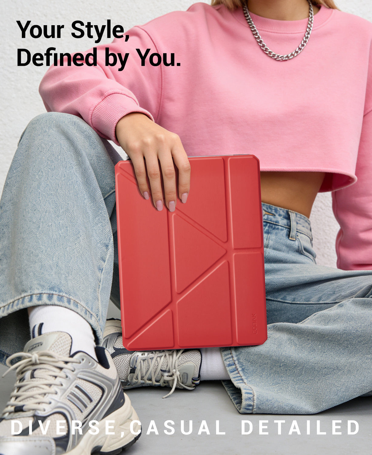 iPad 11th Gen (10th Compatible) Case With Y-Fold Magnetic Stand#Color_Red