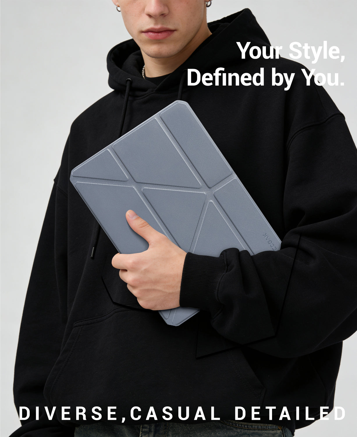 iPad 11th Gen (10th Compatible) Case With Y-Fold Magnetic Stand#Color_Light Blue