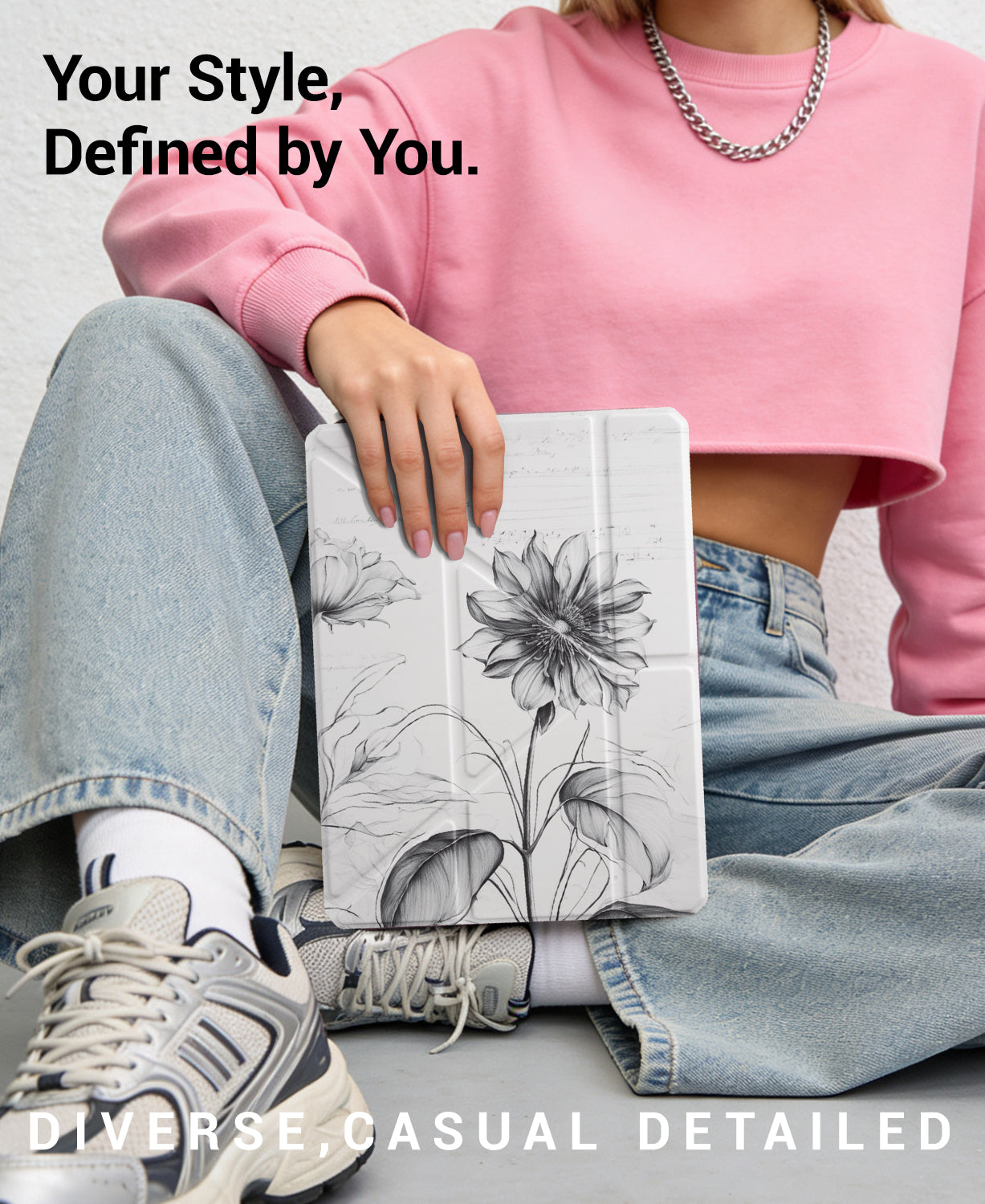 iPad 11th Gen (10th Compatible) Case With Y-Fold Magnetic Stand#Color_Sunflower