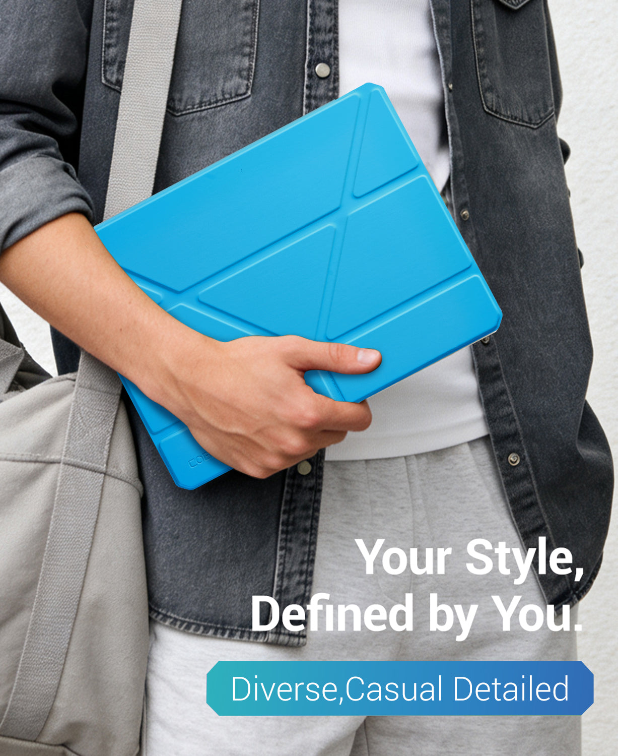 iPad 11th Gen (10th Compatible) Case With Y-Fold Magnetic Stand#Color_Bright Blue