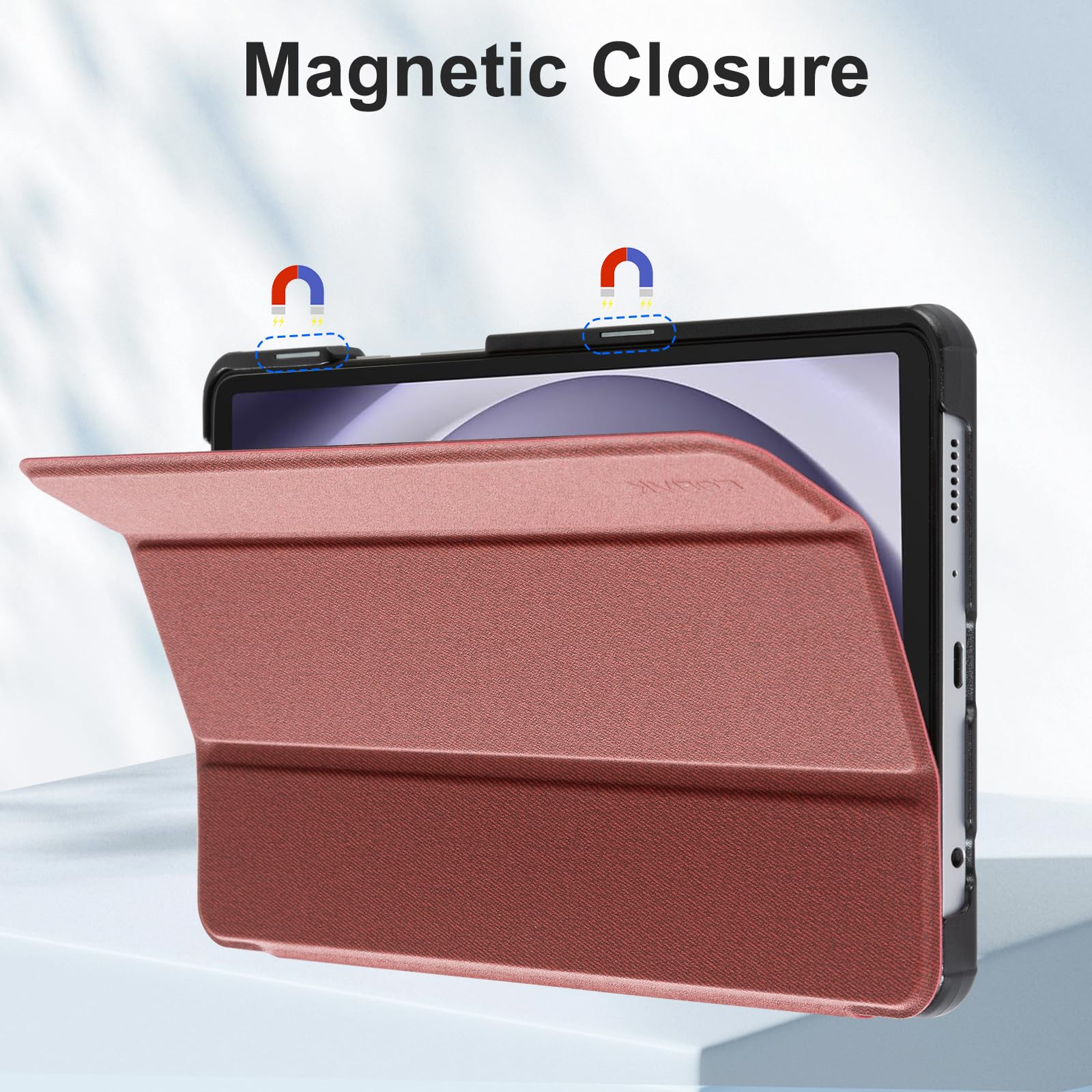 Samsung Galaxy Tab A11/A9 8.7" Tri-Fold Magnetic Stand#Color_Dark Red