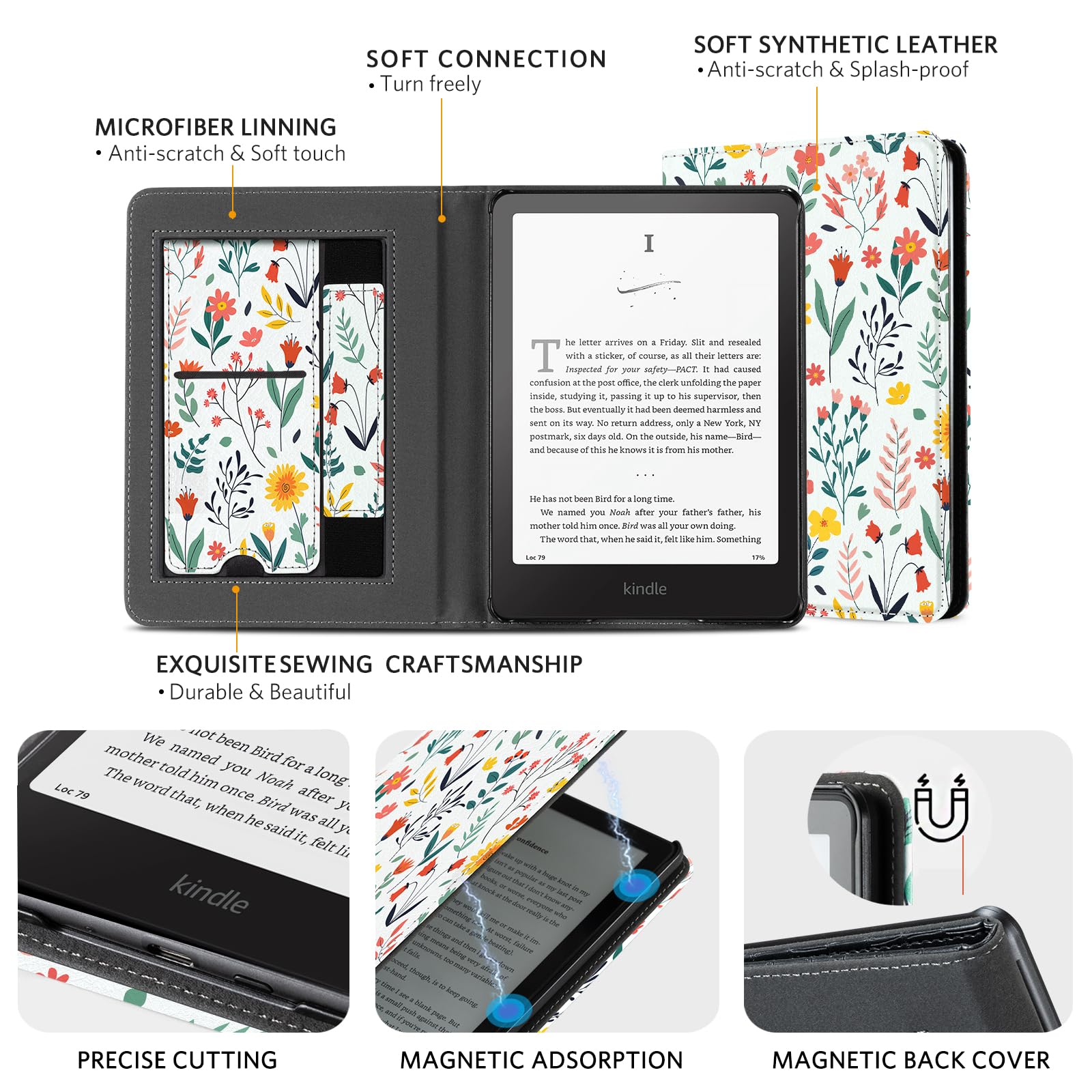Kindle Paperwhite 12th Gen (2024 7 inch) stand-prints#Color_White Floral