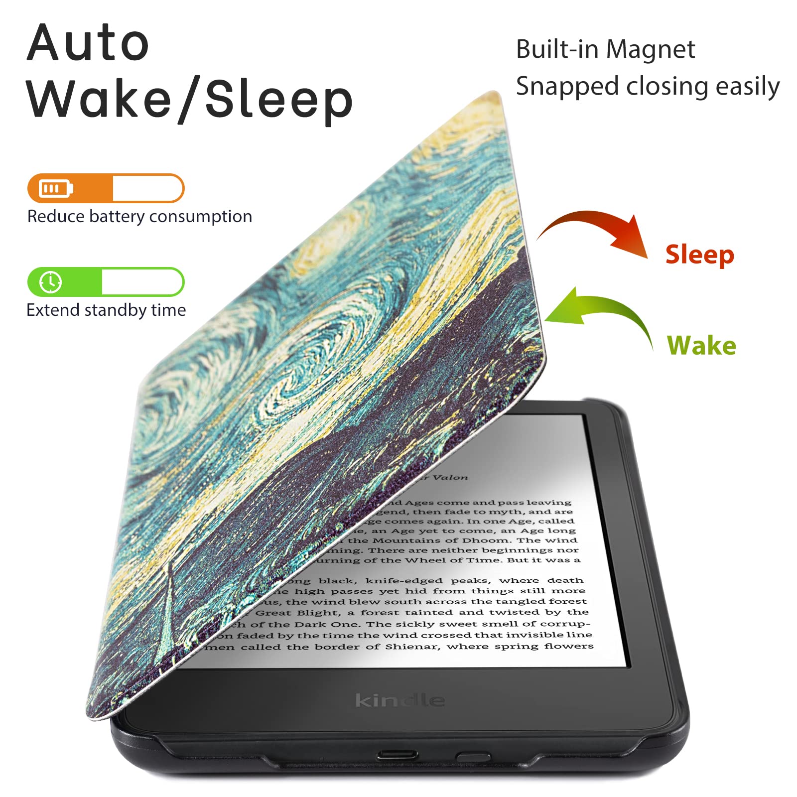 senyu Van Gogh Starry Night 6 inch kindle paperwhite basic Case