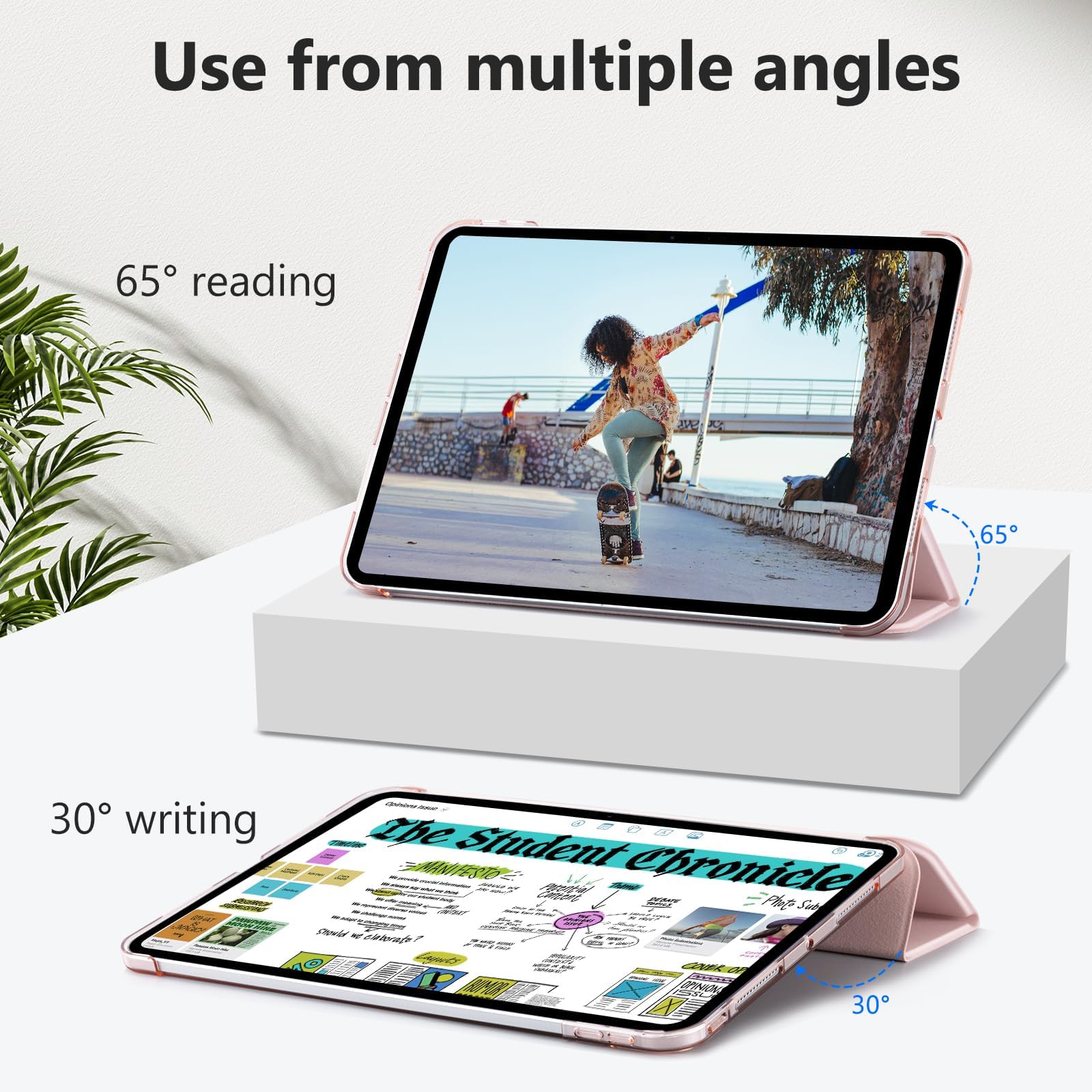 iPad Pro 11 Inch (2024) Slim Magnetic Case With Hard Back Stand#Color_Pink