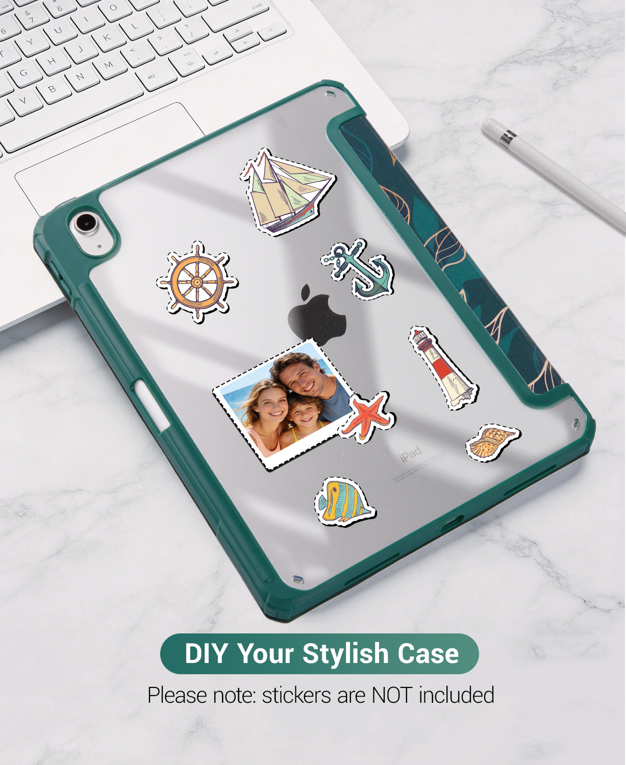 iPad 11th Gen (10th Compatible) Case With Y-Fold Magnetic Stand#Color_Green Pattern