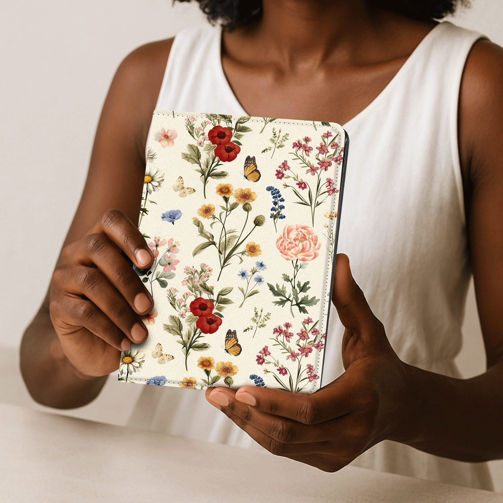 Eden Orange Floral Kindle Paperwhite 7 inch Case With Stand