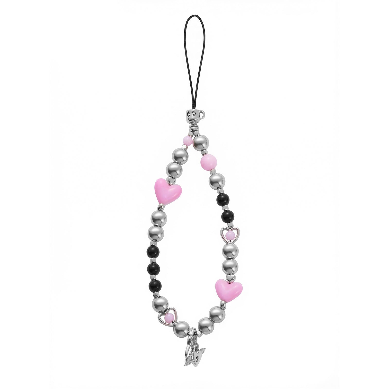 Pink & Black Heart Beaded Strap