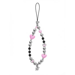 Pink & Black Heart Beaded Strap
